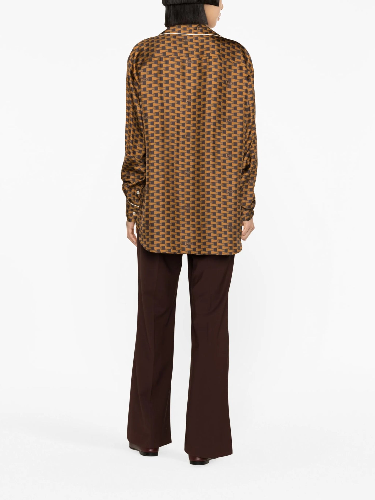 Pennant-print silk shirt