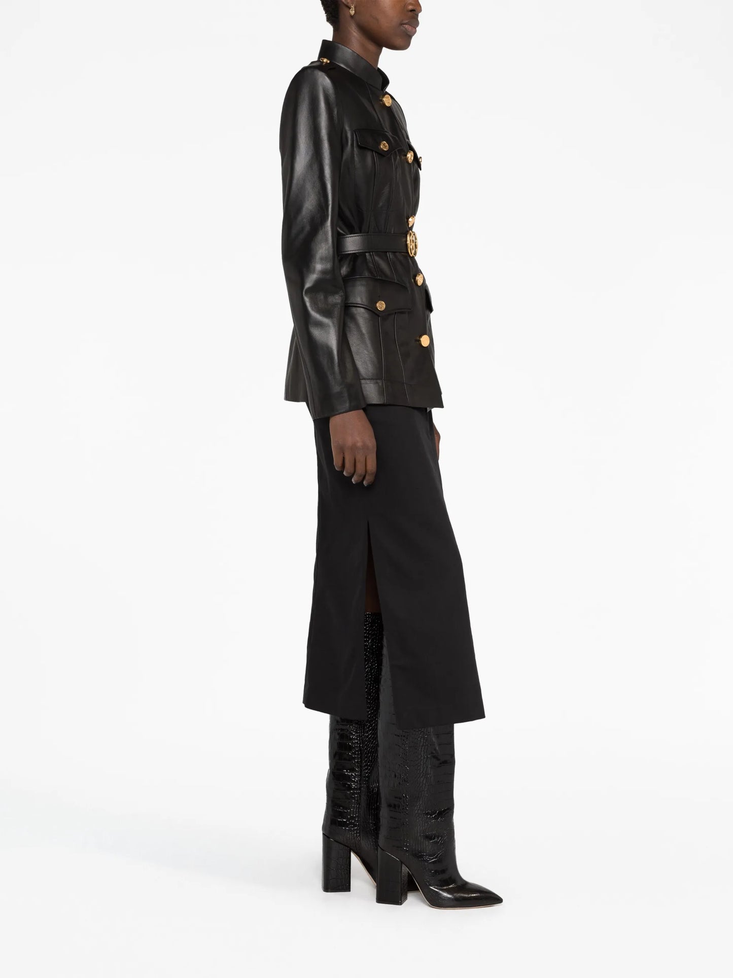 belted leather jacket