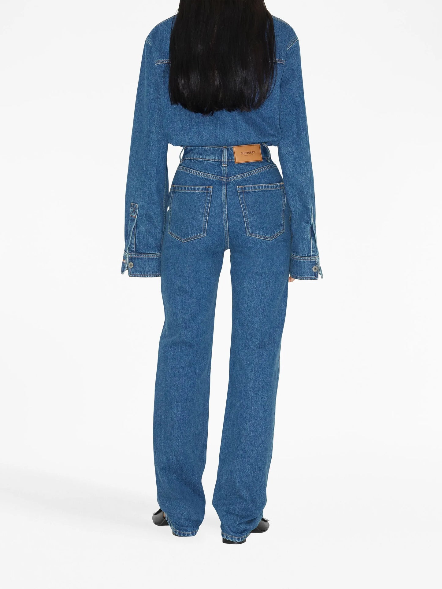 logo-embroidered denim overshirt