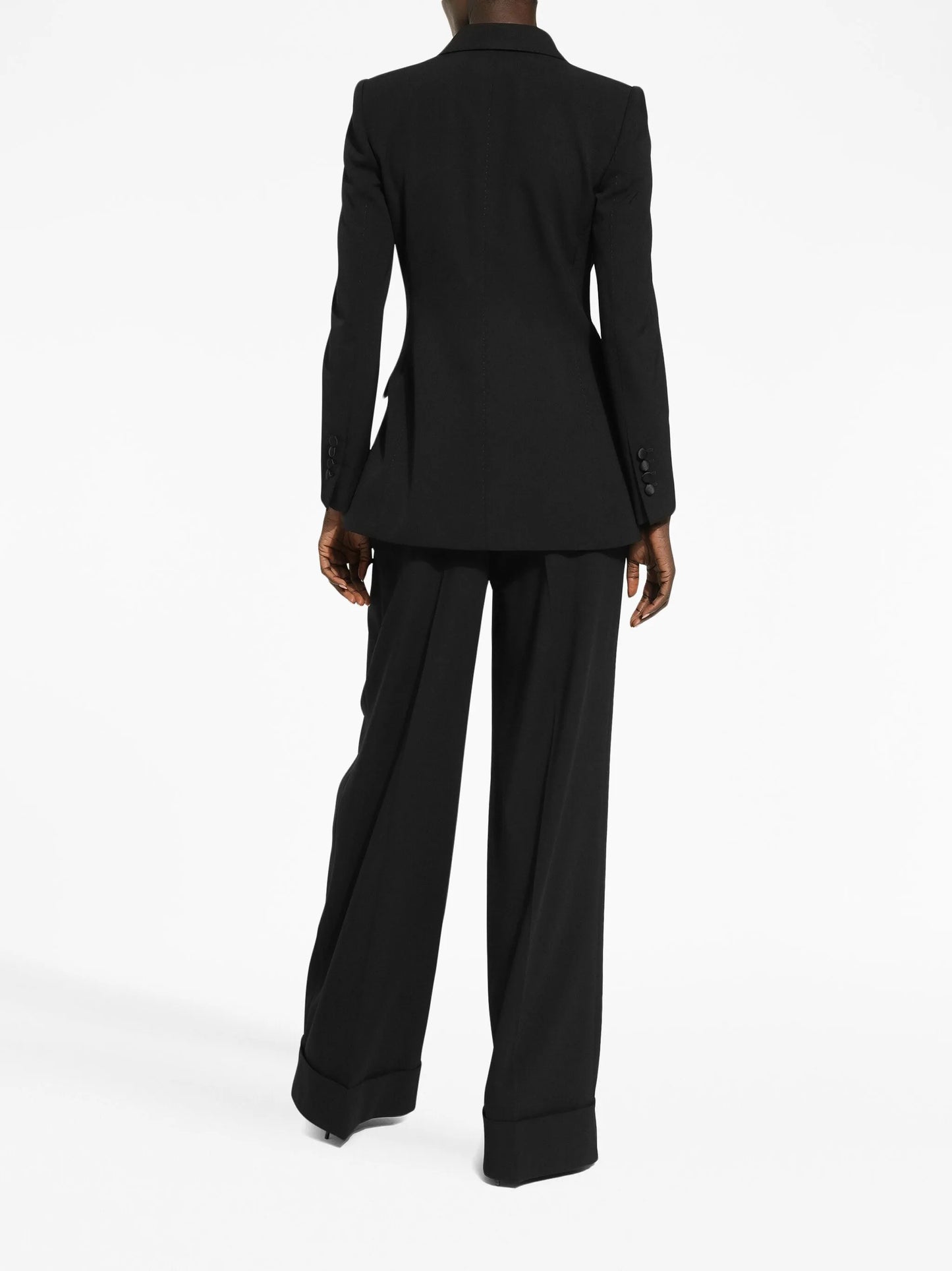 floral-appliqué double-breasted blazer