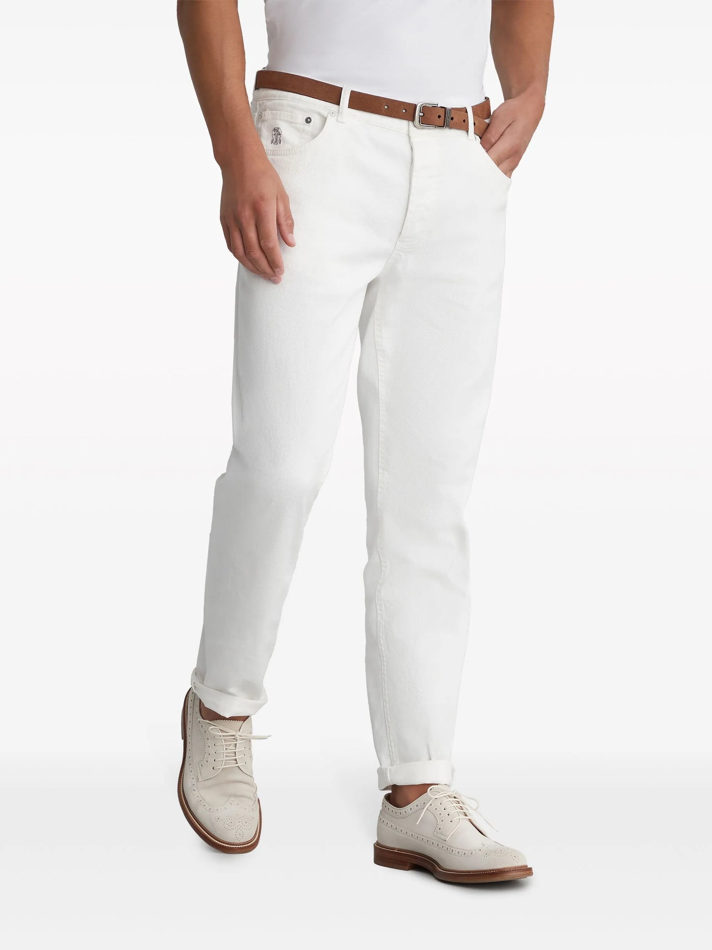straight-leg denim jeans