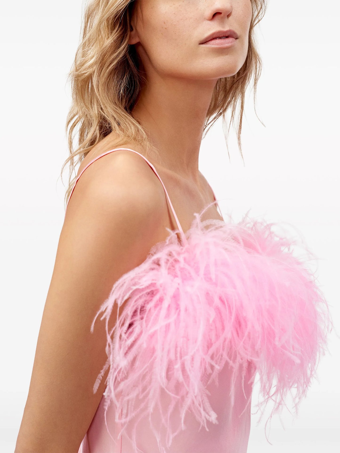 Boheme feather-trim minidress