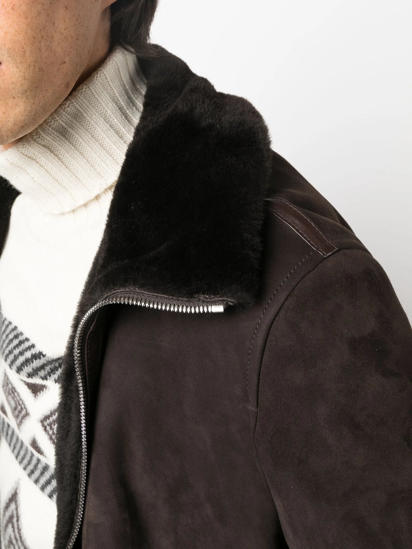 fur-lining leather jacket