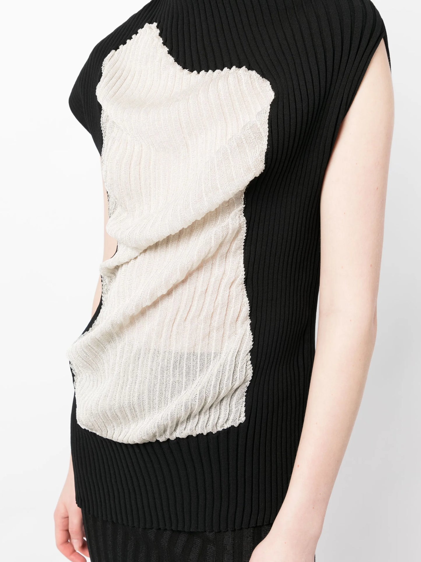 asymmetric ribbed-knit top