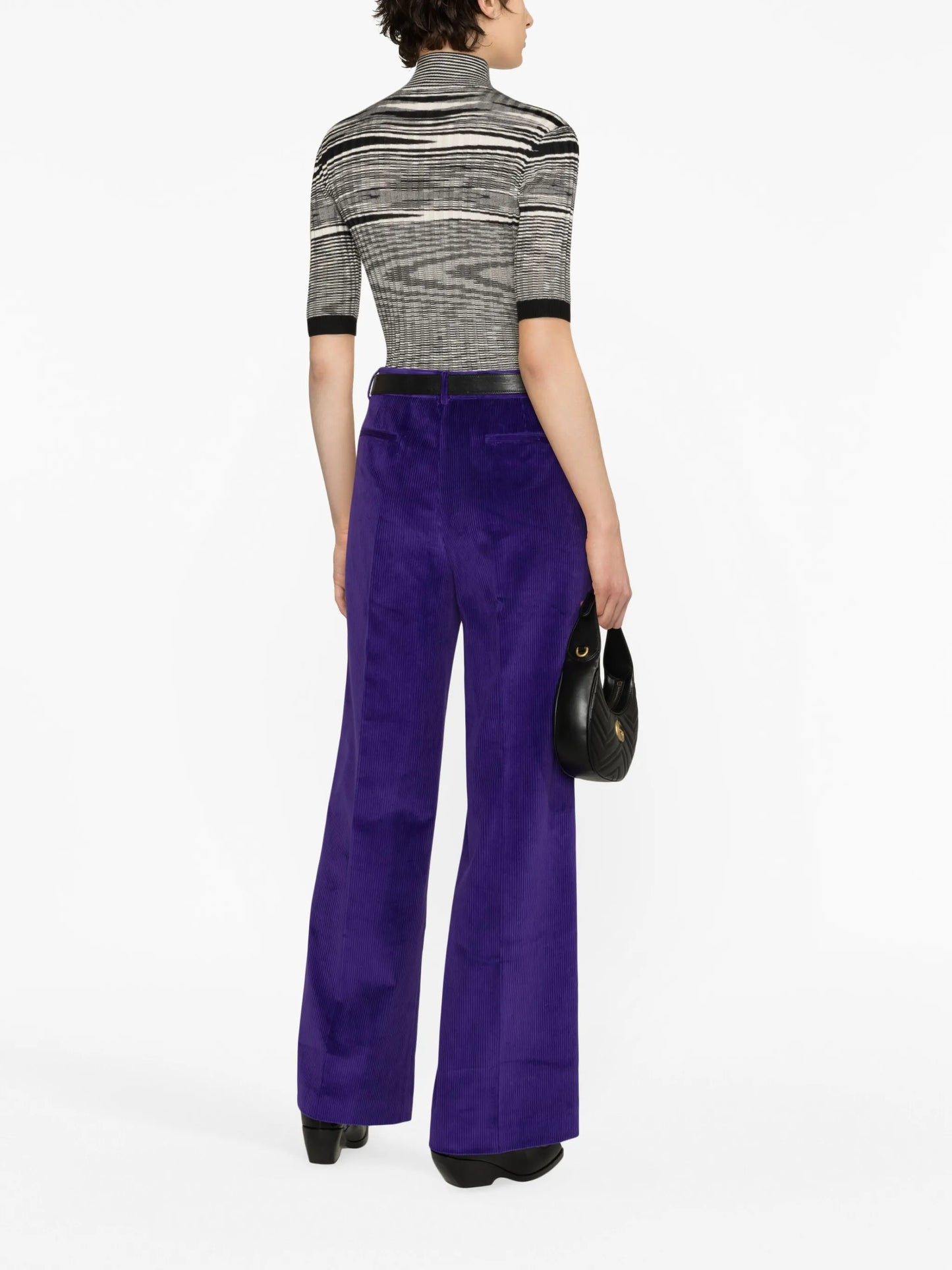 high-neck jacquard knitted top