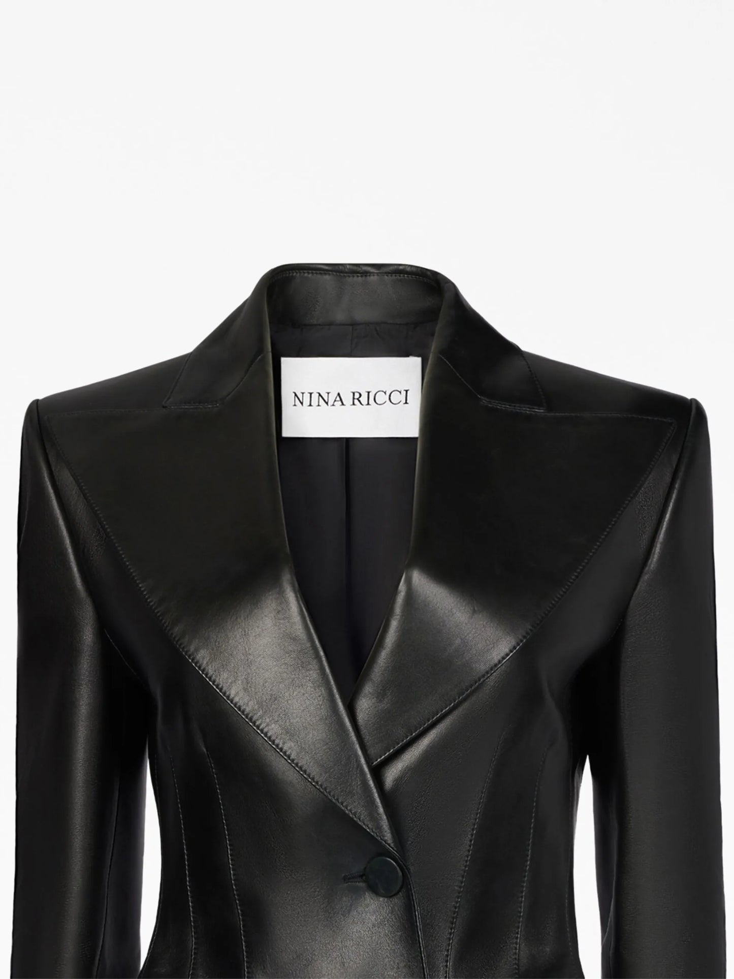 peak-lapels leather blazer