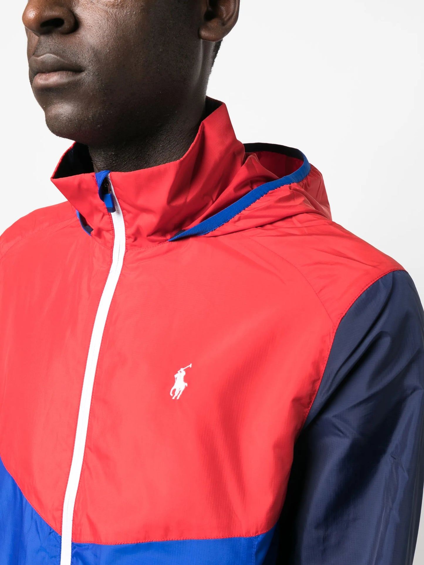colour-block hooded windbreaker jacket