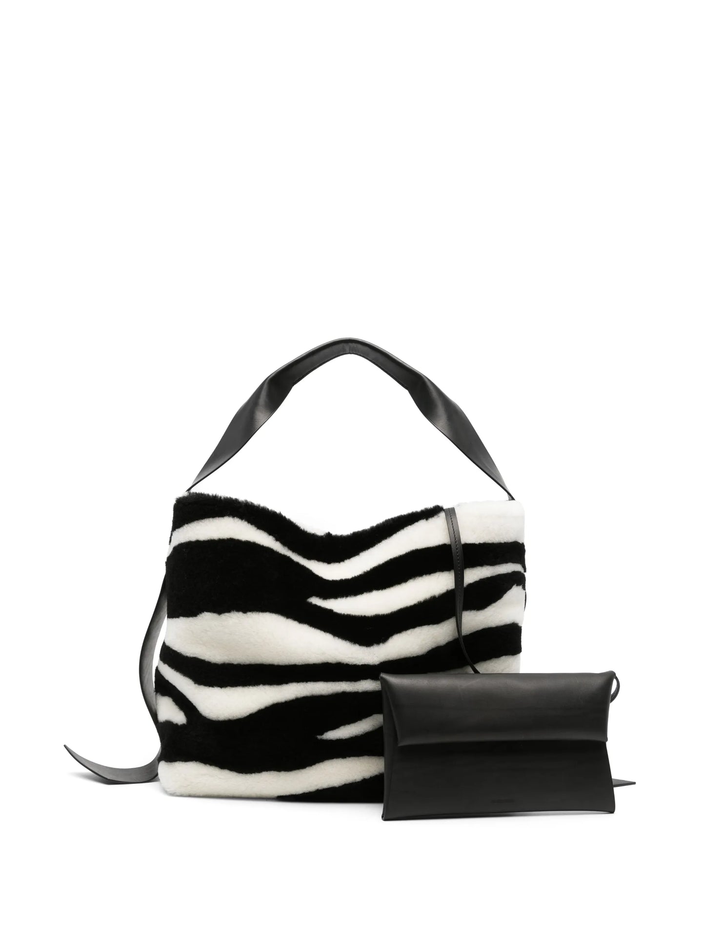 zebra-print leather tote bag