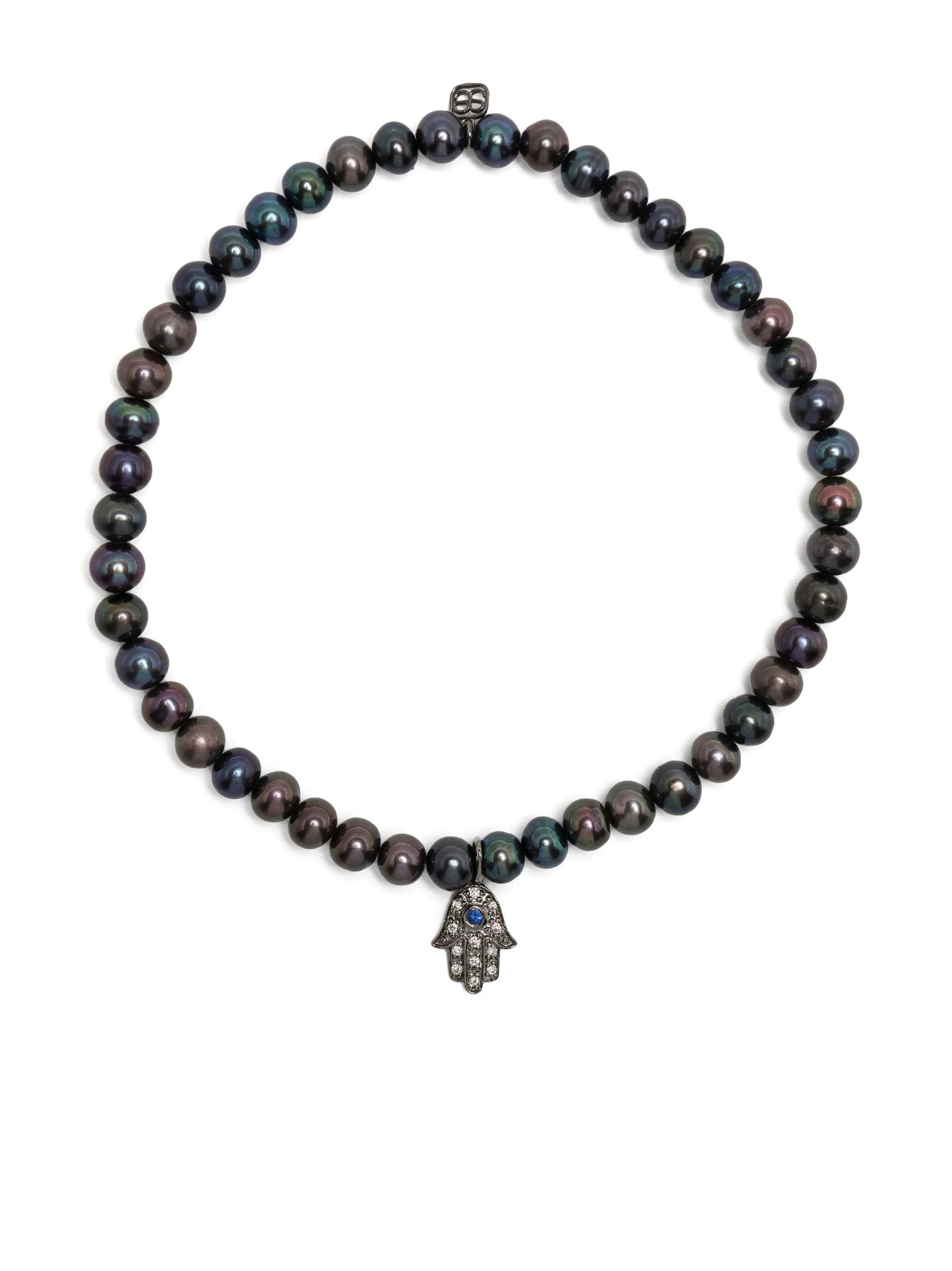 14kt gold diamond hamsa beaded bracelet