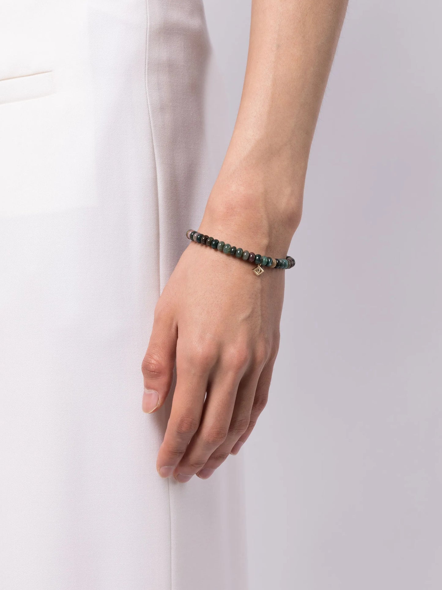 14kt yellow gold Evil Eye agate beaded bracelet