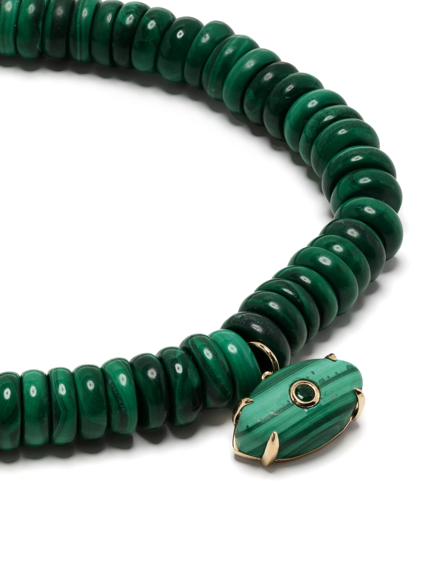 14kt yellow gold malachite beaded bracelet
