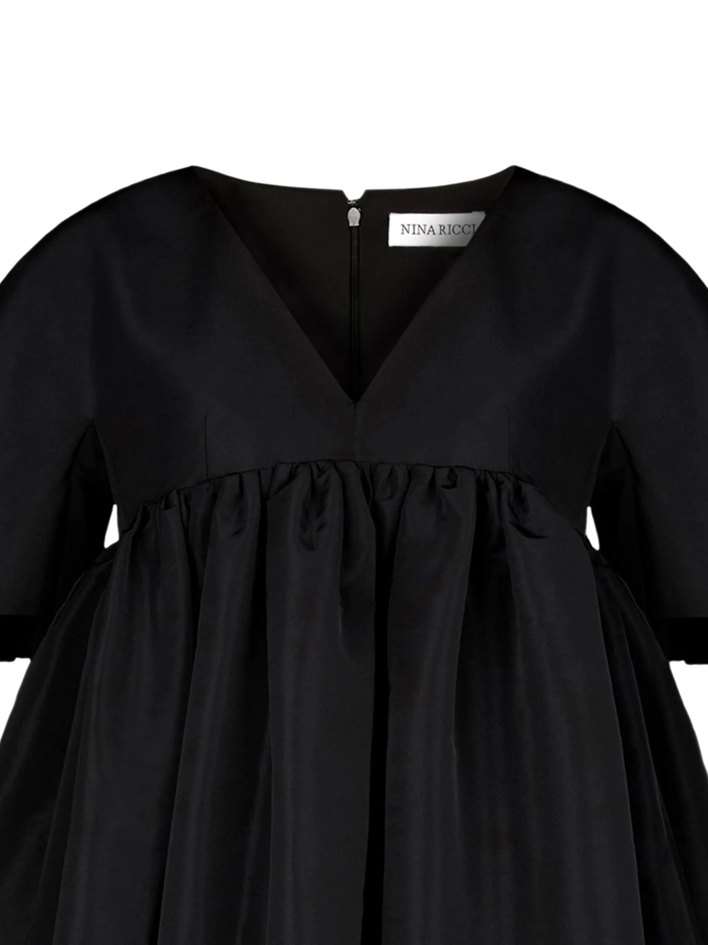 fully-pleated V-neck dress