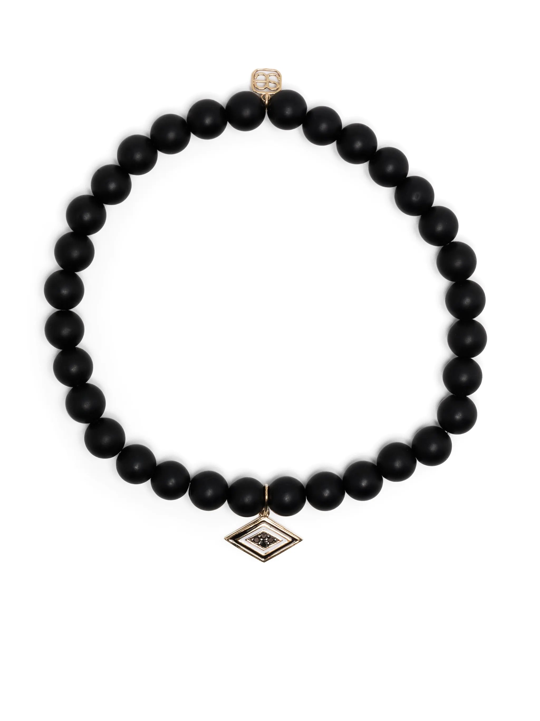 14kt yellow gold Groovy Eye onyx beaded bracelet