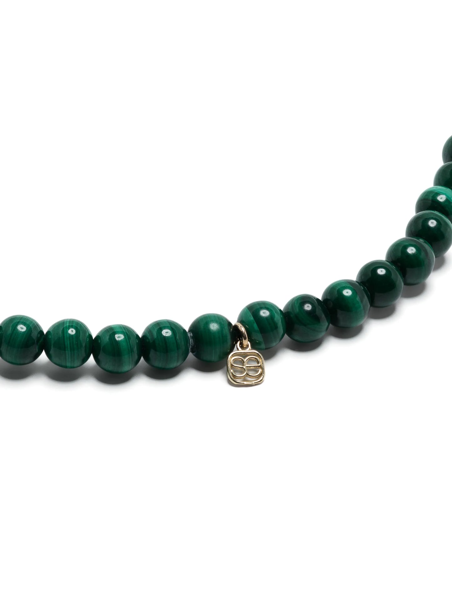14kt yellow gold malachite and diamond beaded necklace
