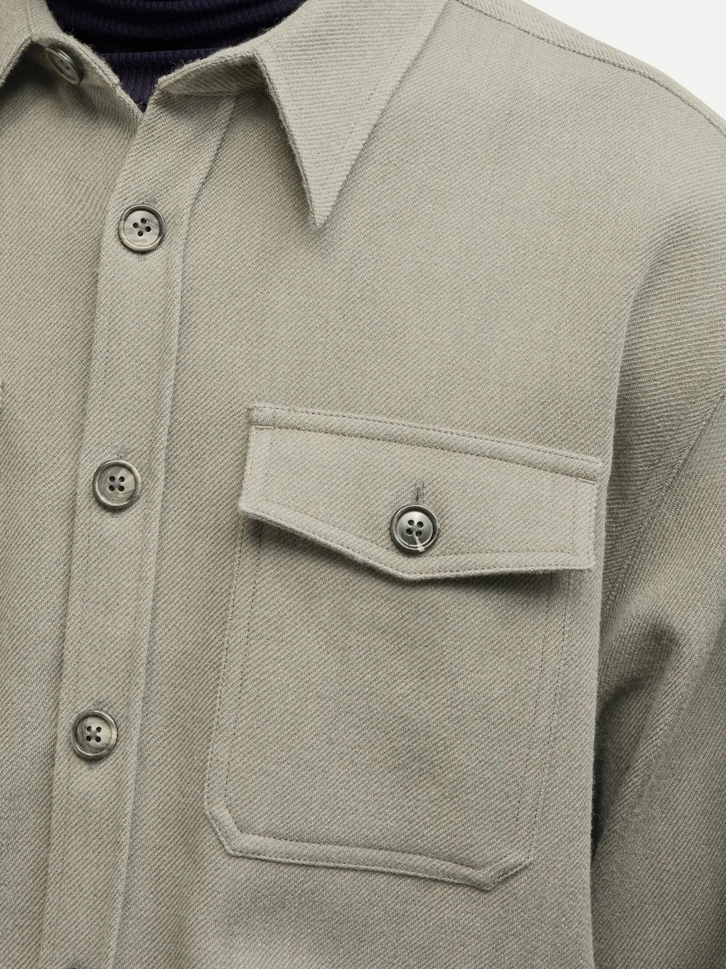 pointed-collar wool shirt jacket