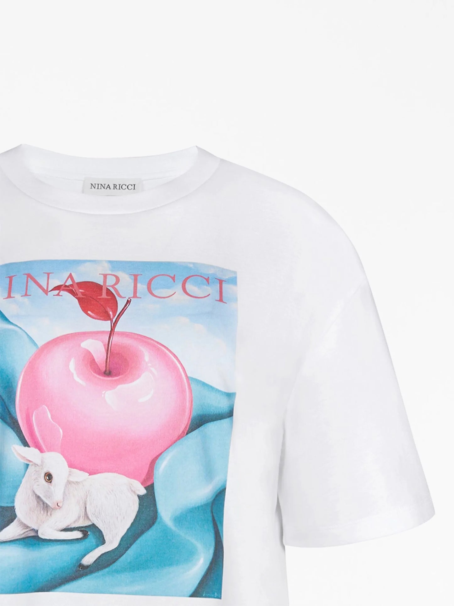 apple-print cotton T-shirt