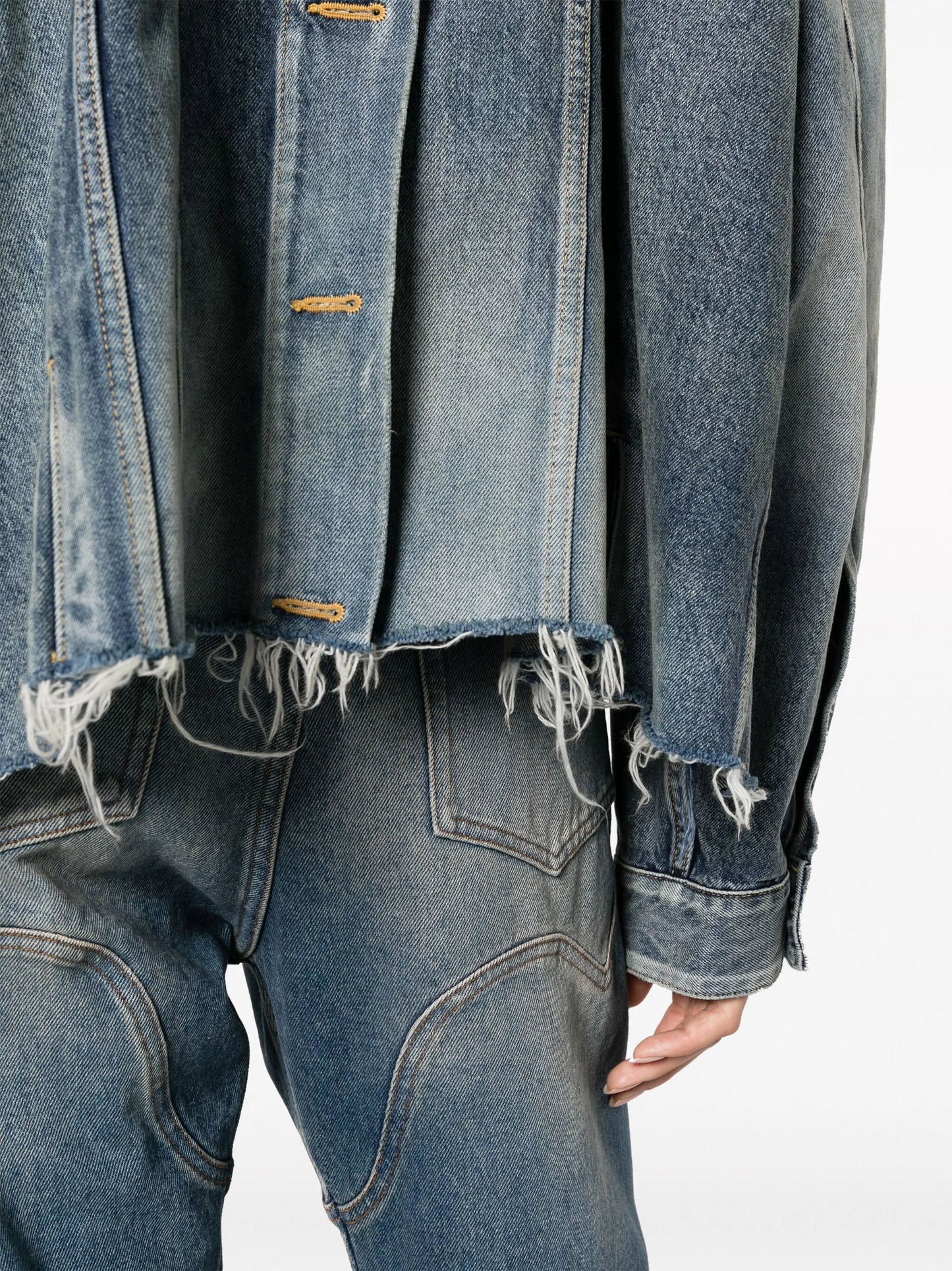 deconstructed panelled denim jacket