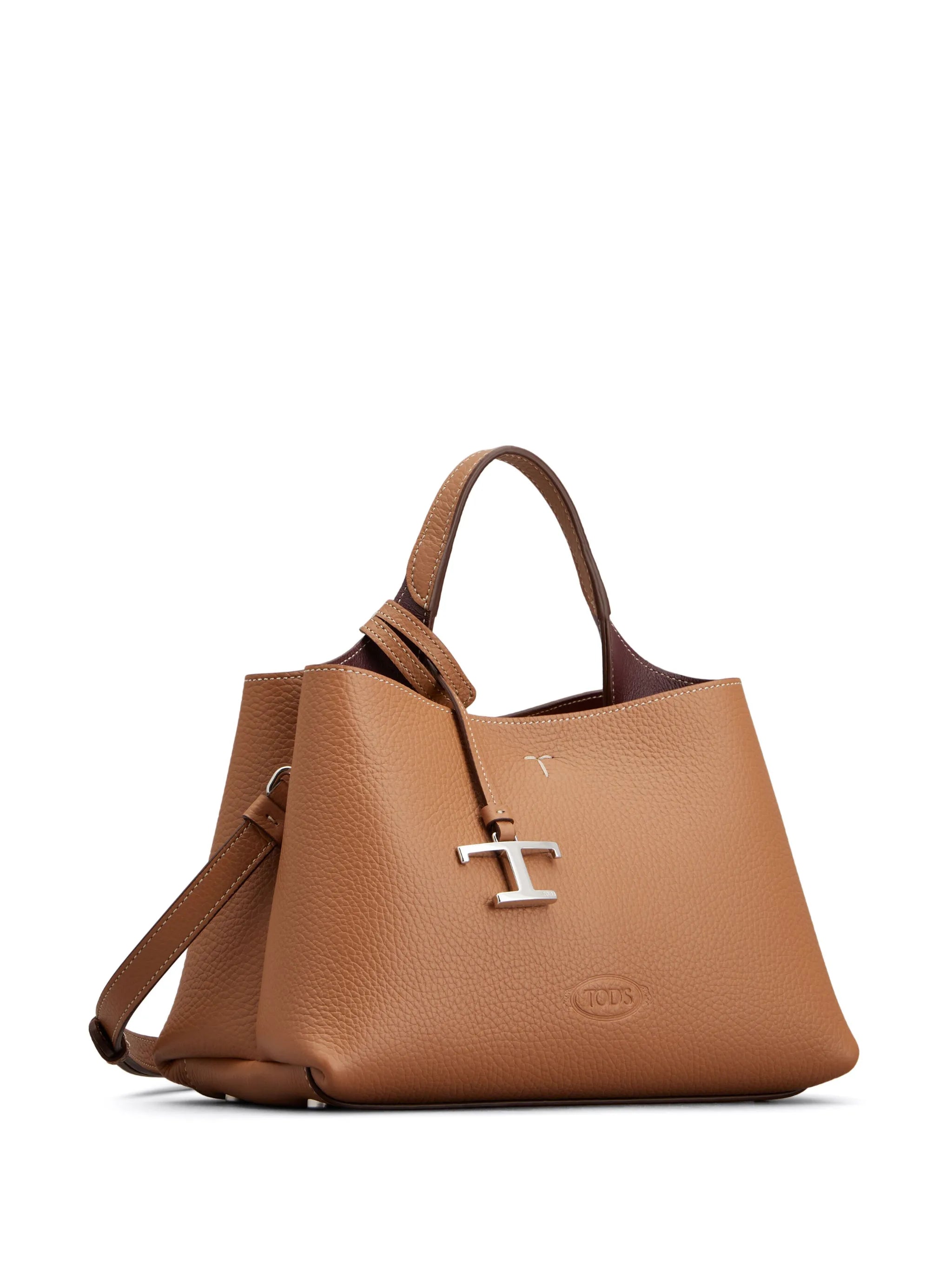 logo-pendant leather tote bag