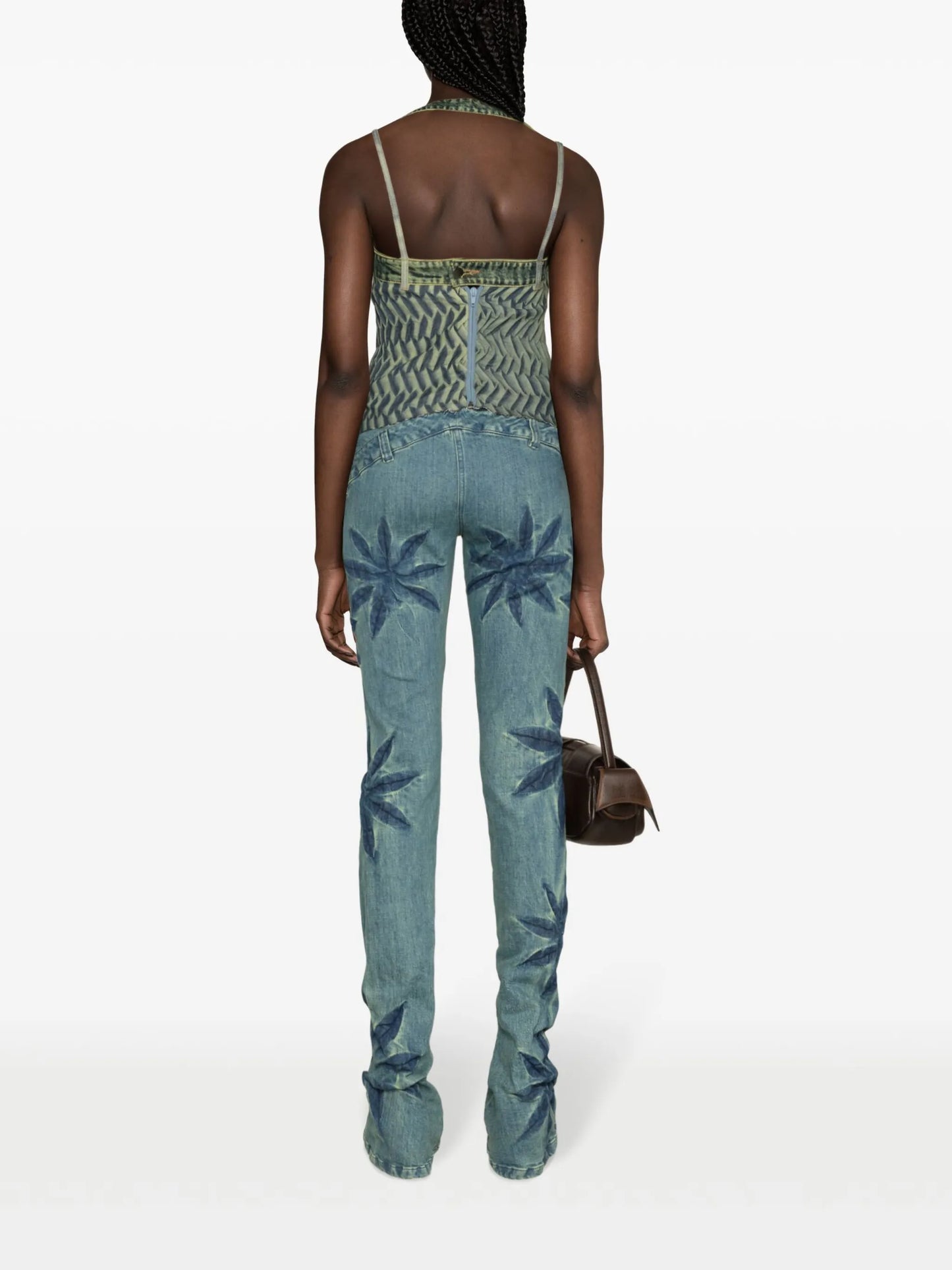 pleated denim halterneck top