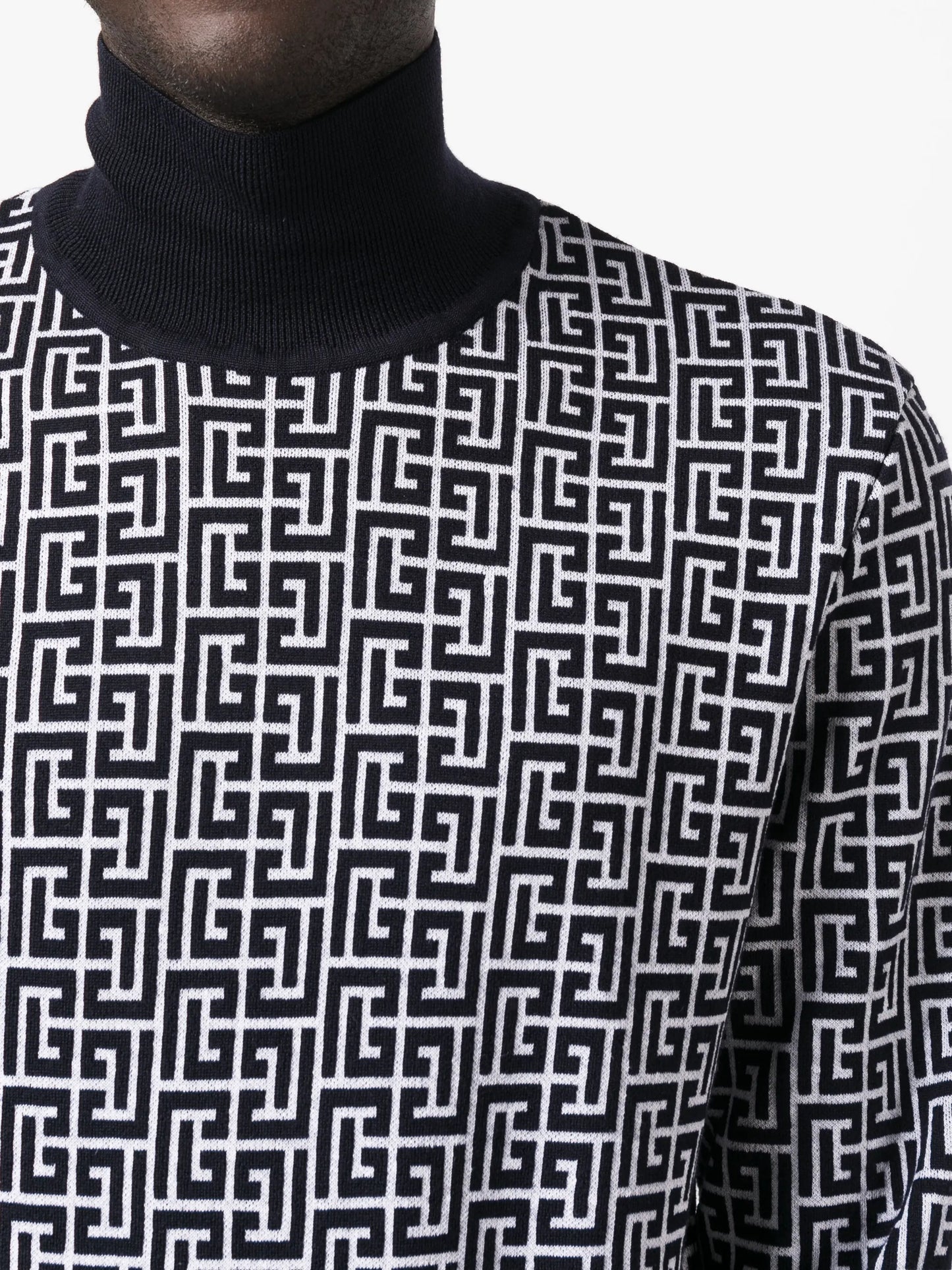 monogram-intarsia roll-neck jumper
