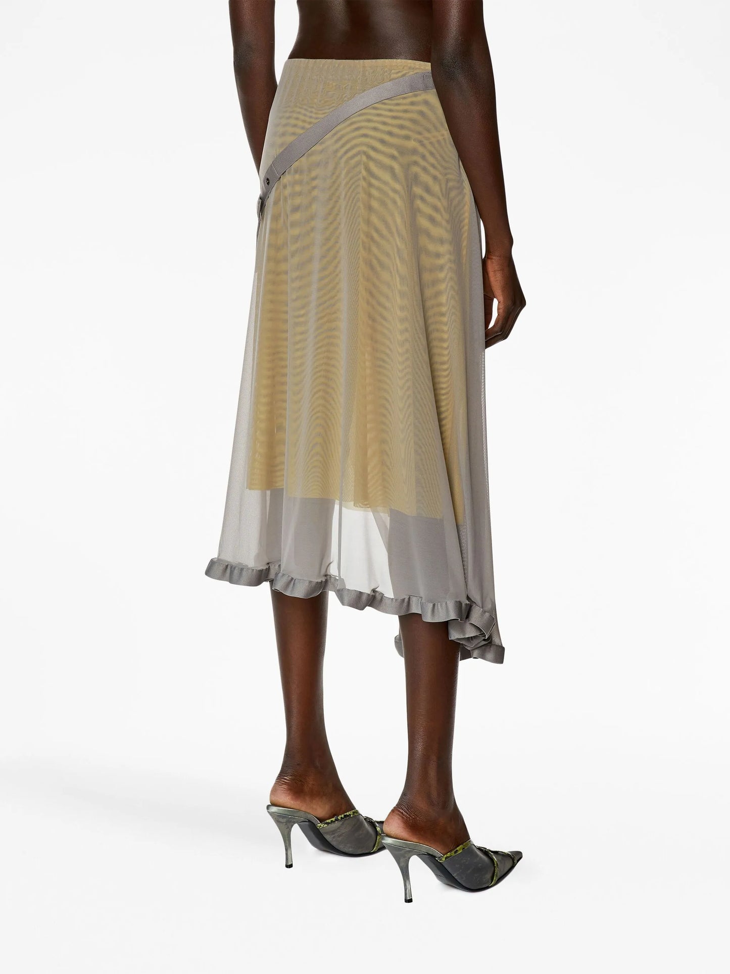 O-Ray-L1 layered-design mesh wrap skirt