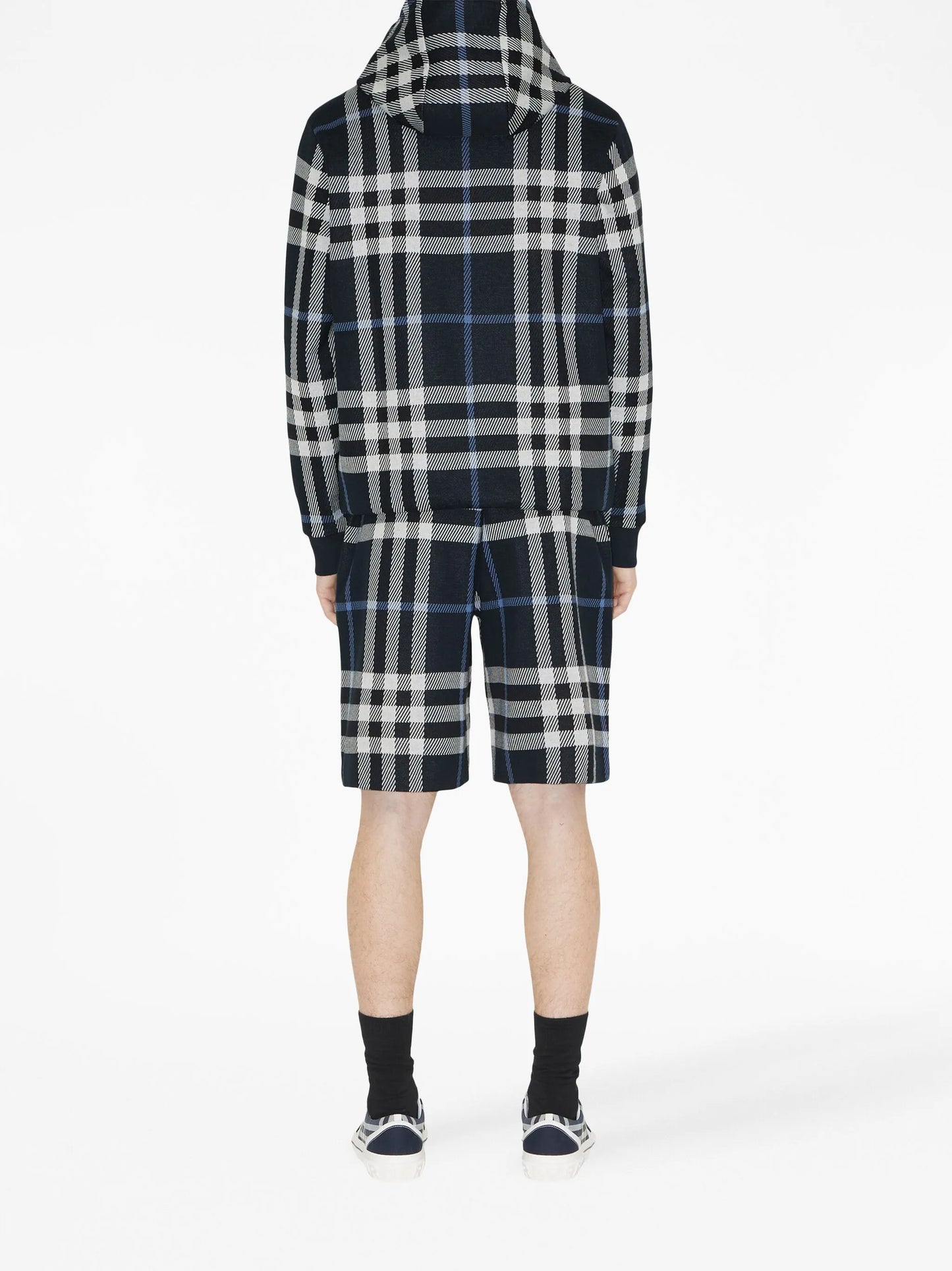 check-pattern straight-leg shorts