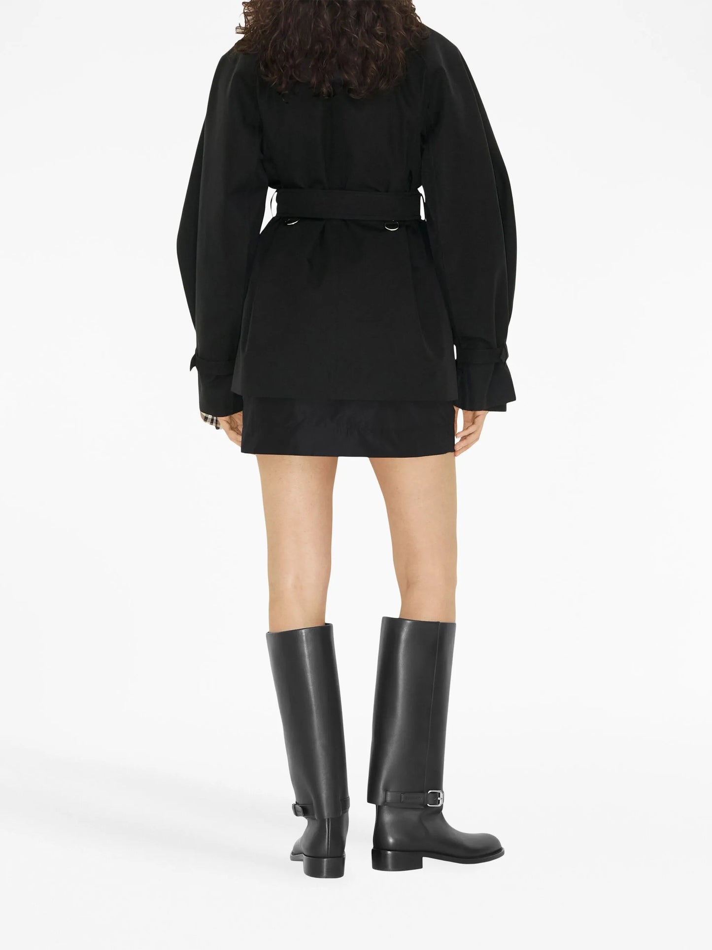 cape-sleeve cropped trench coat