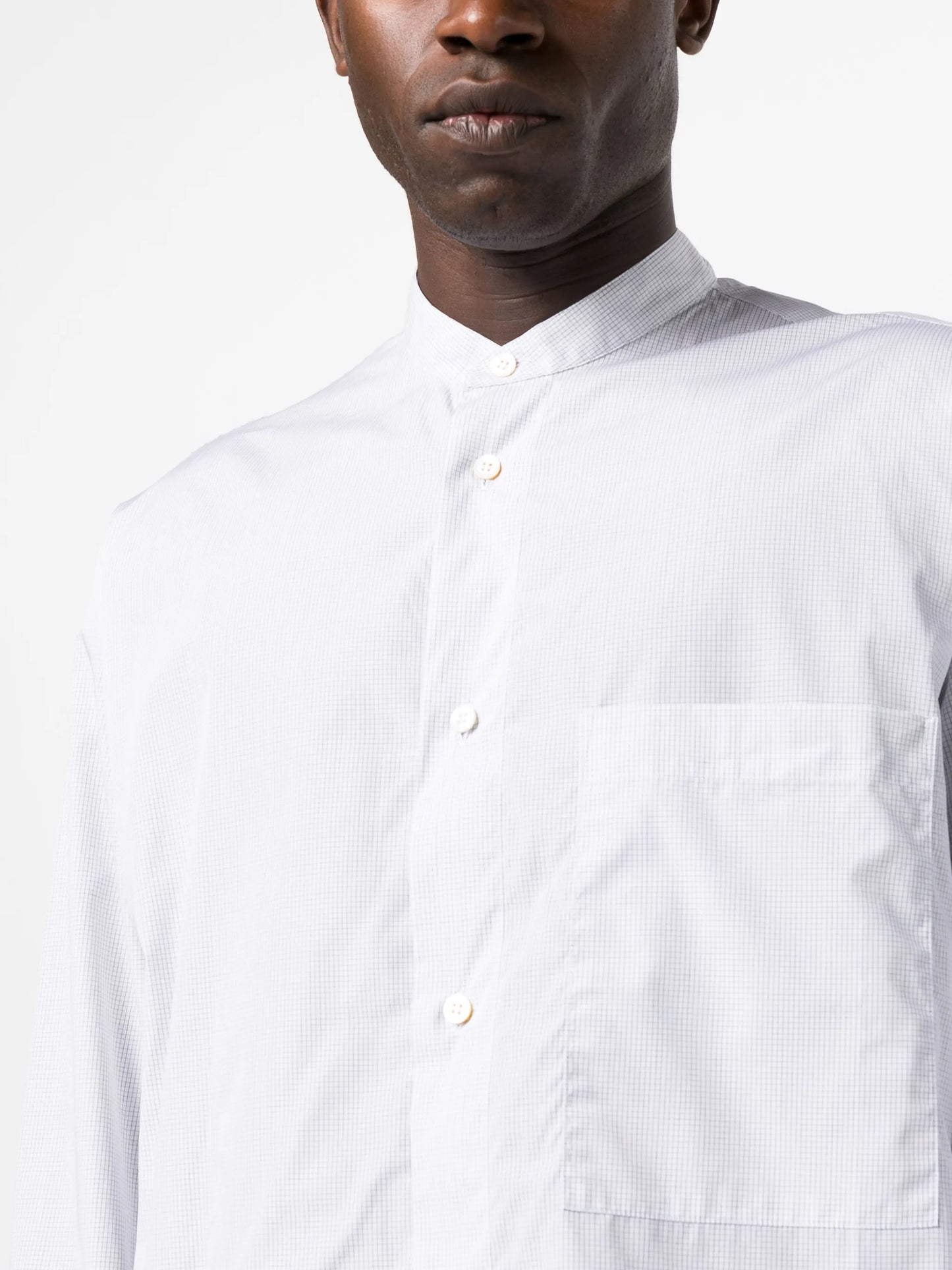 band-collar cotton shirt