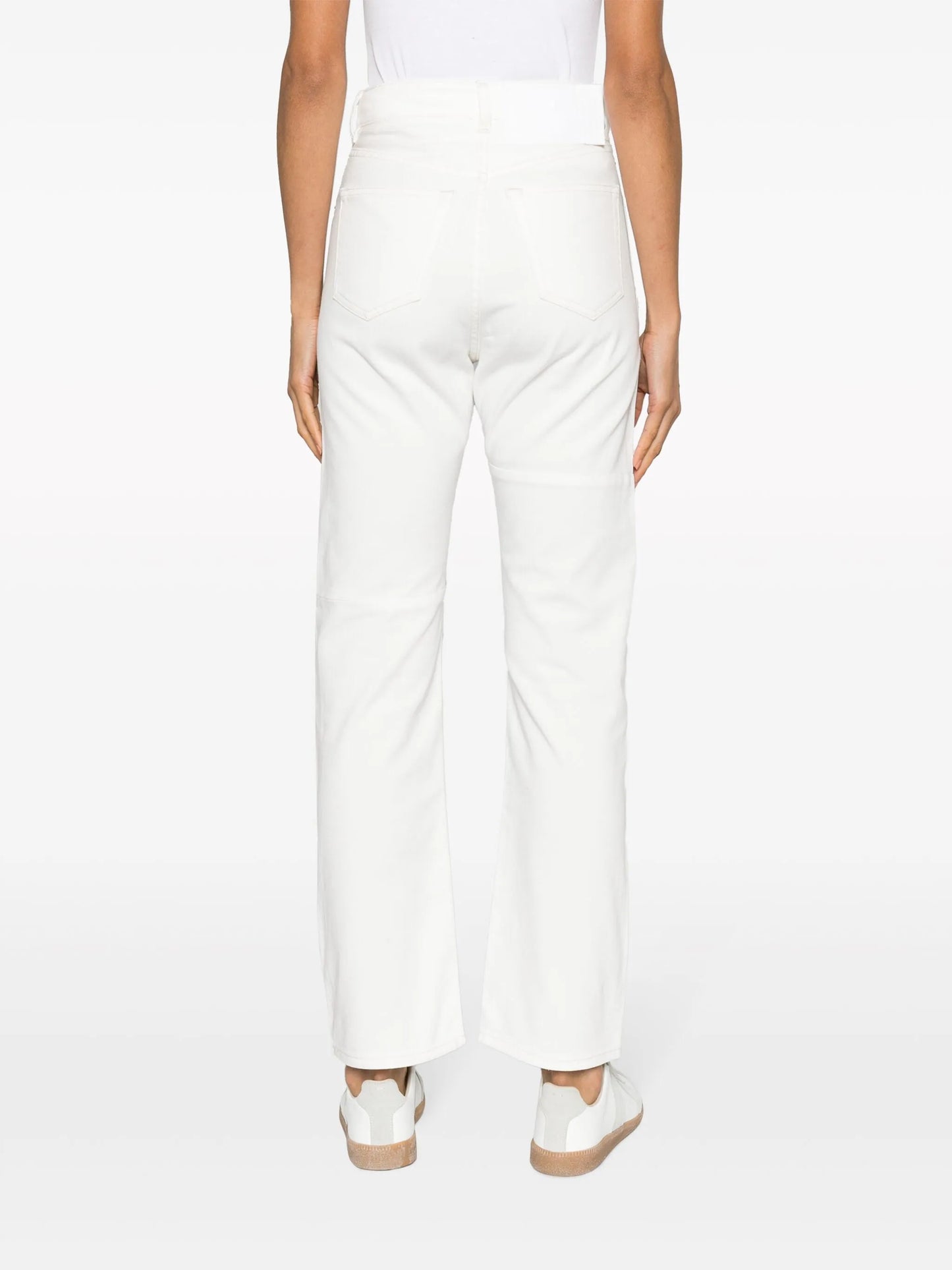 foiled-effect tapered-leg jeans