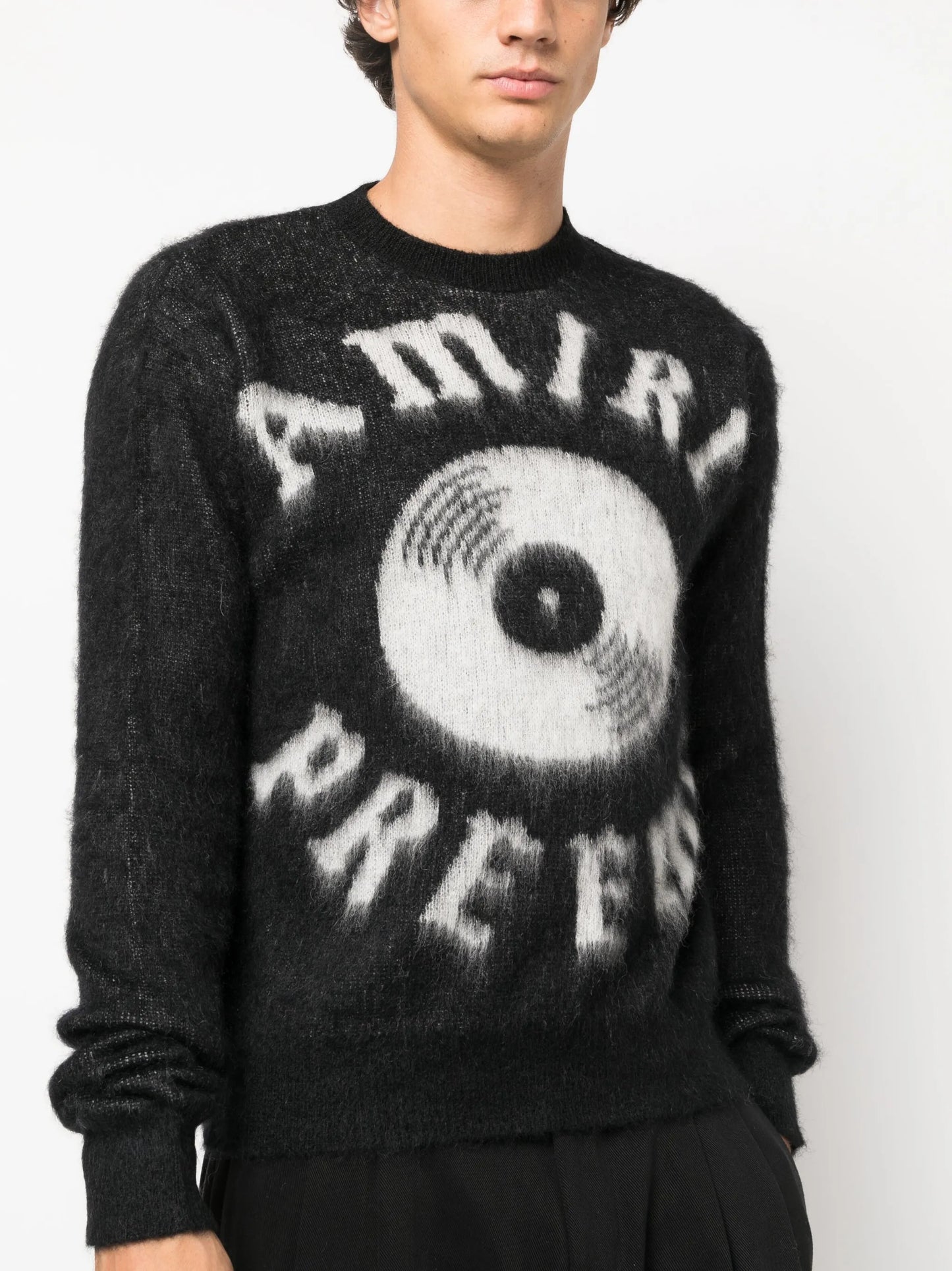 brushed-effect logo-print jumper