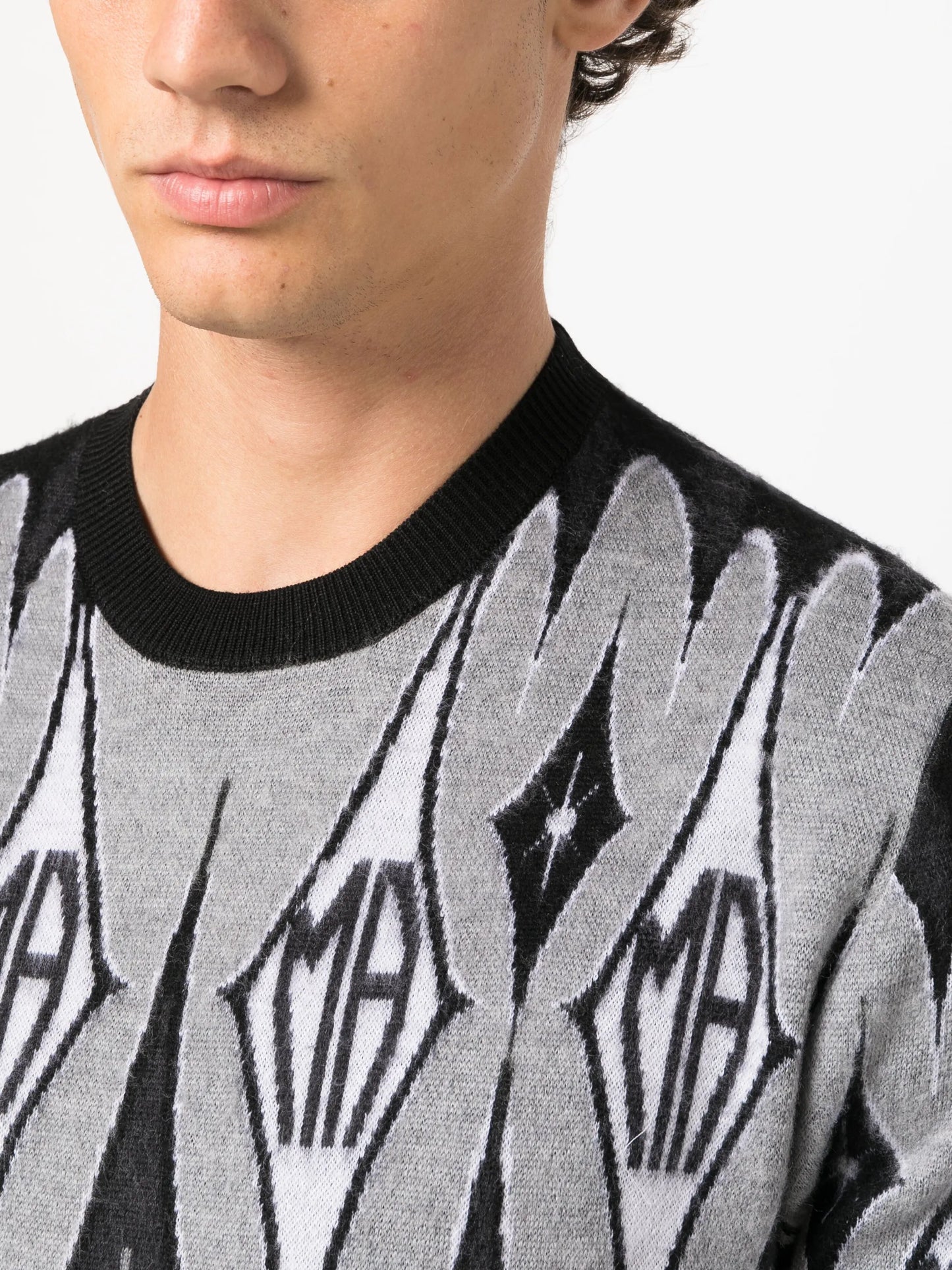 argyle ribbed wool jumper