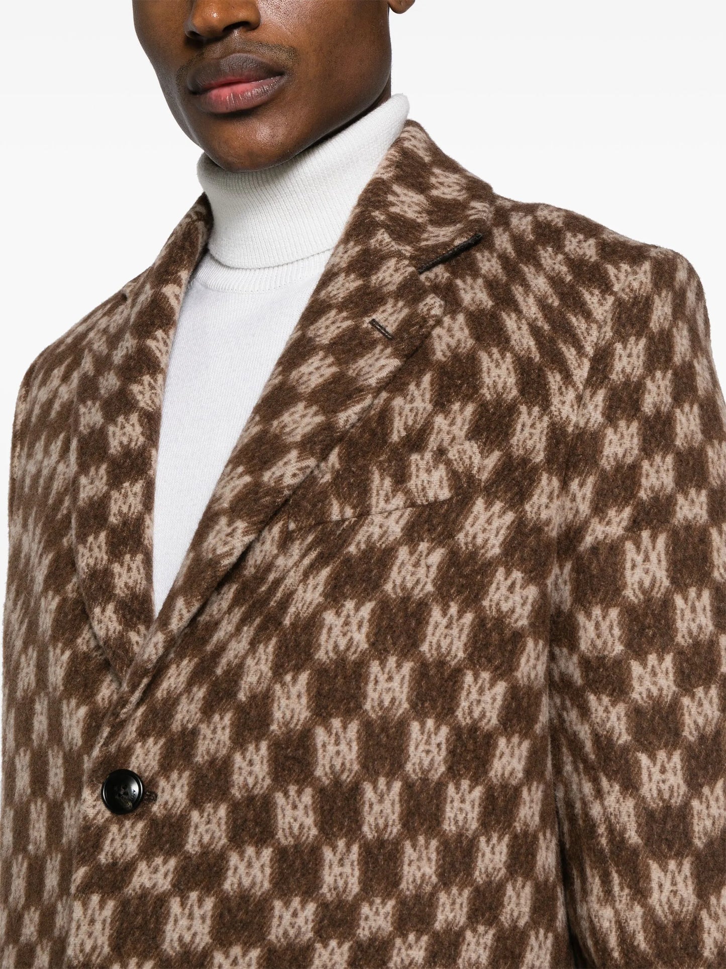 Wavy monogram-jacquard coat