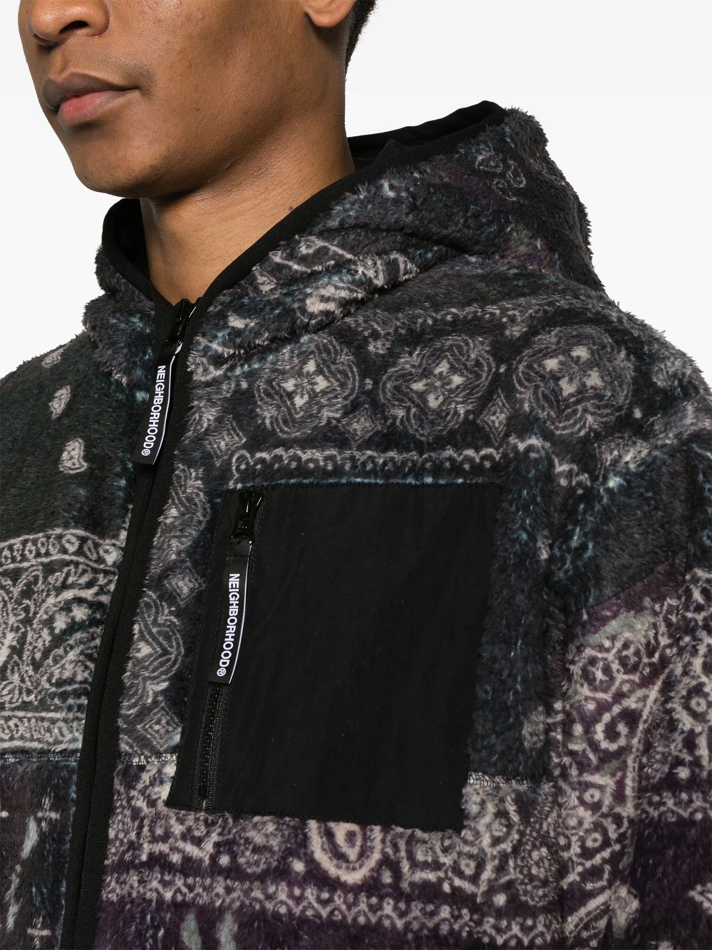bandana-print fleece jacket