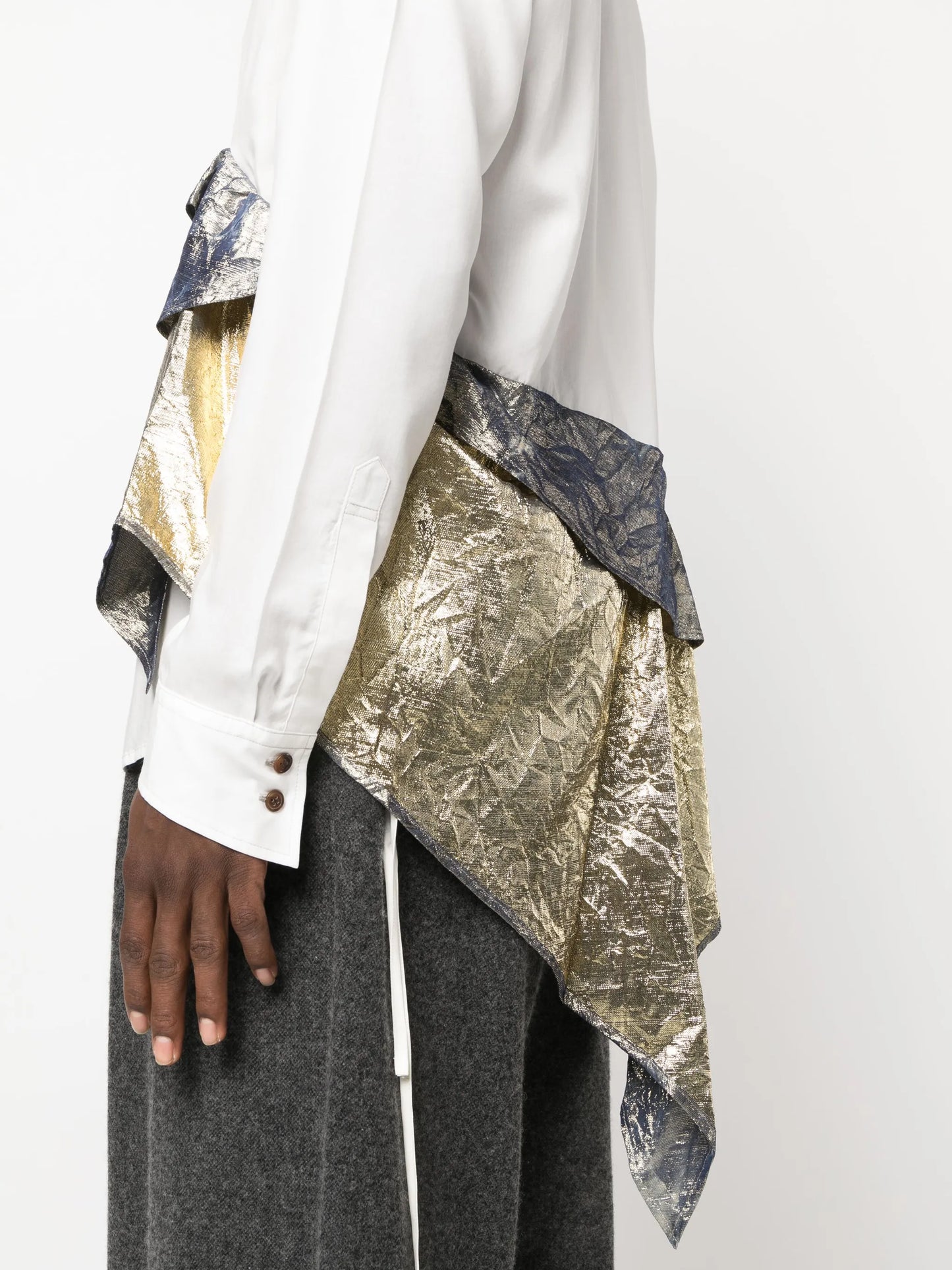 draped-design long-sleeve shirt