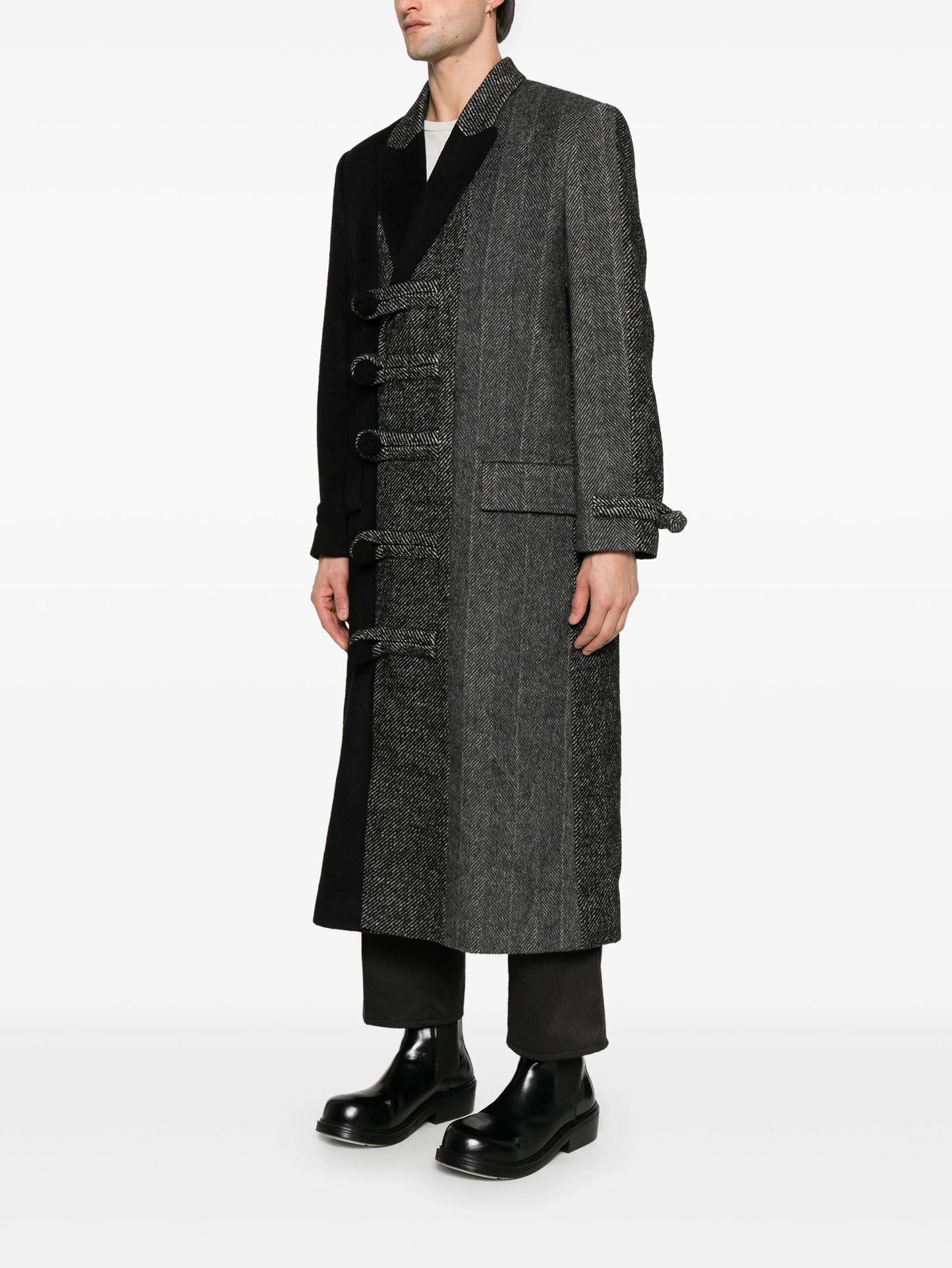 panelled flannel coat