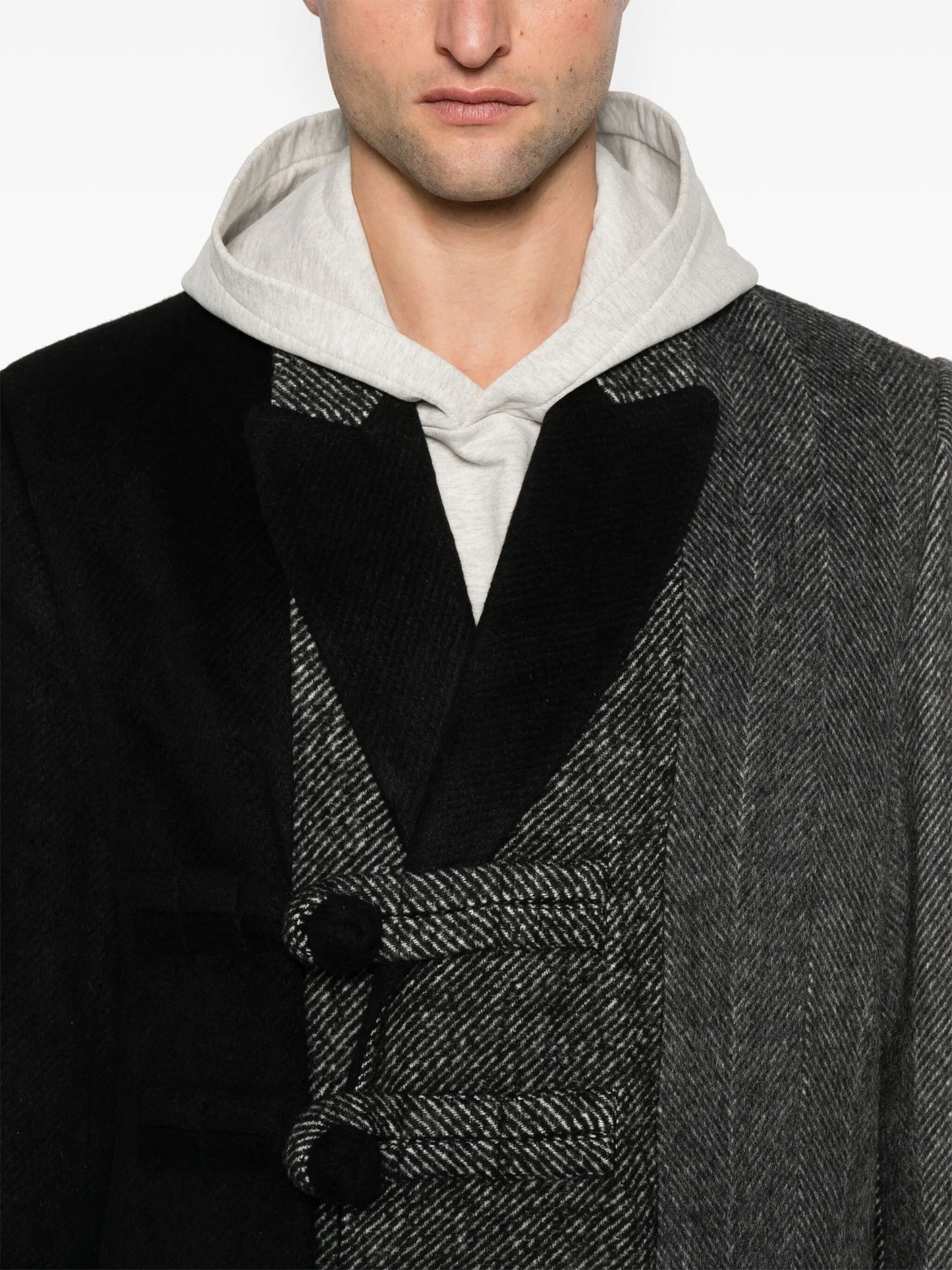panelled flannel coat