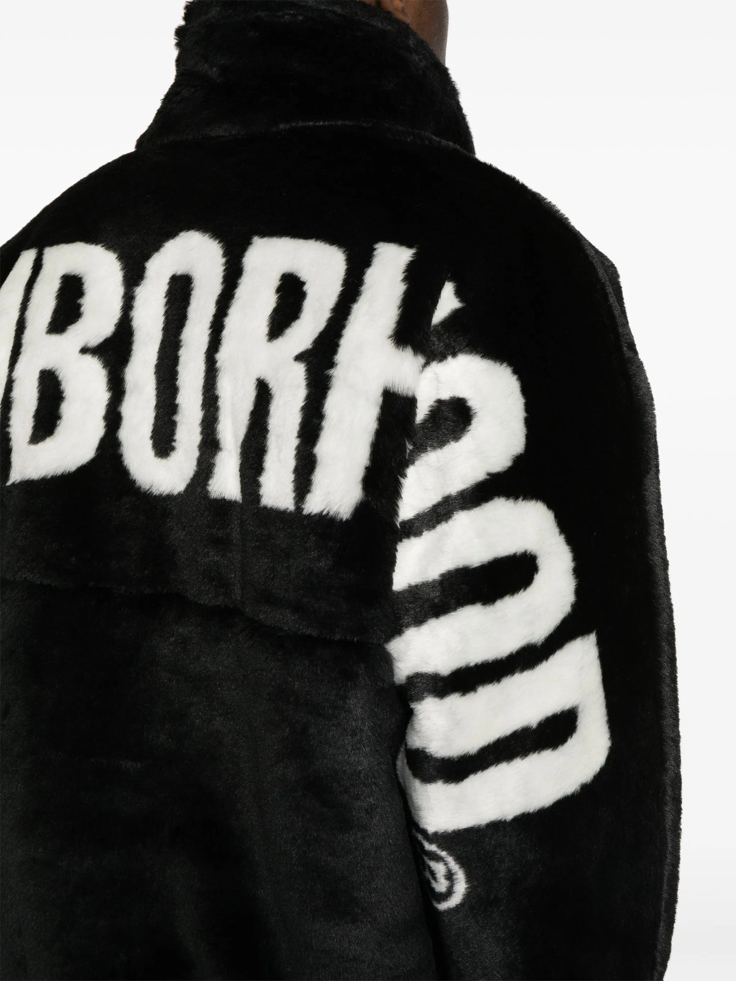 logo-print faux-fur jacket