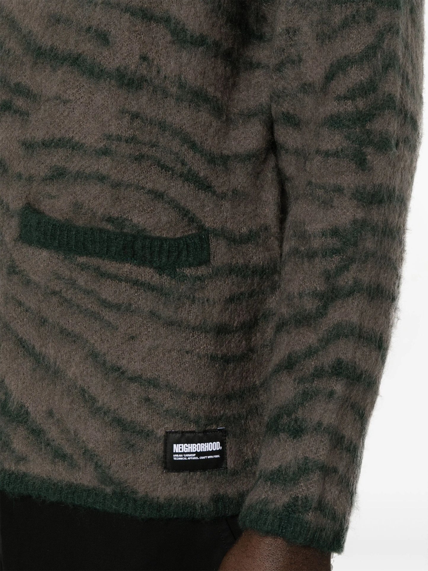 tiger-print brushed-knit cardigan