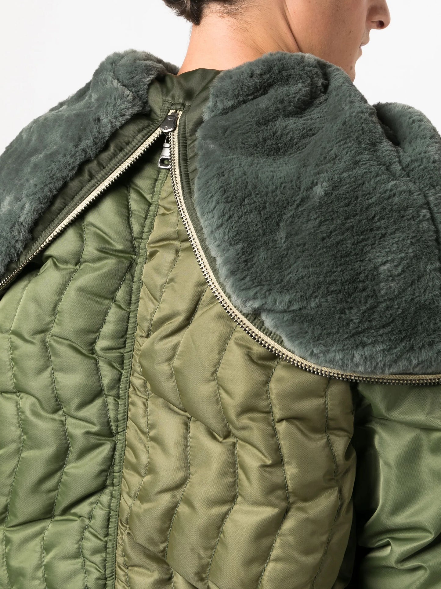colour-block quilted bomber jacket