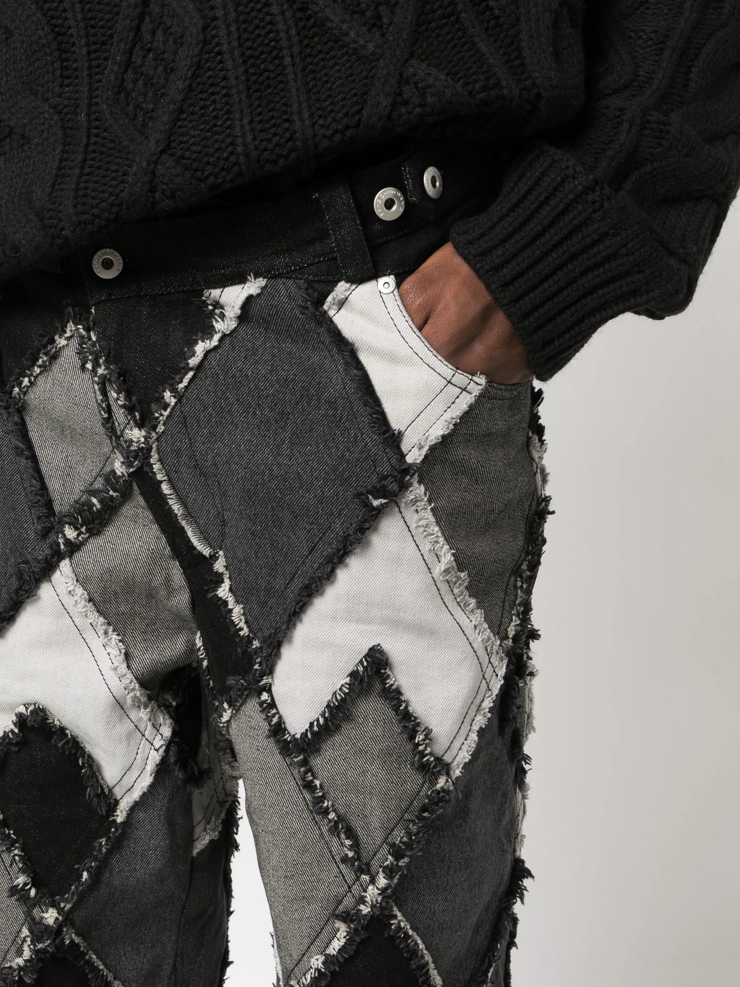 patchwork mid-rise straight-leg jeans