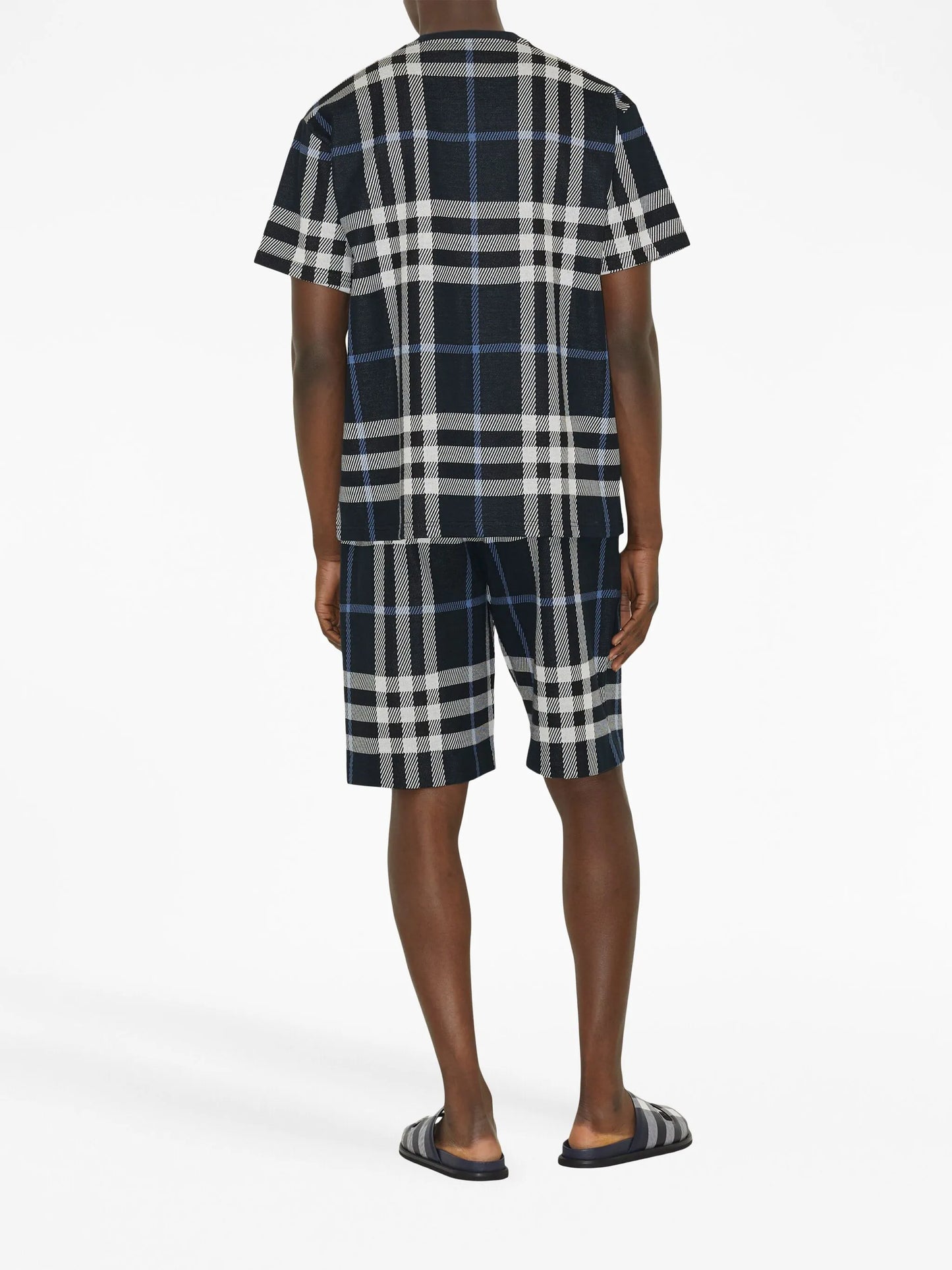 check-pattern cotton T-shirt