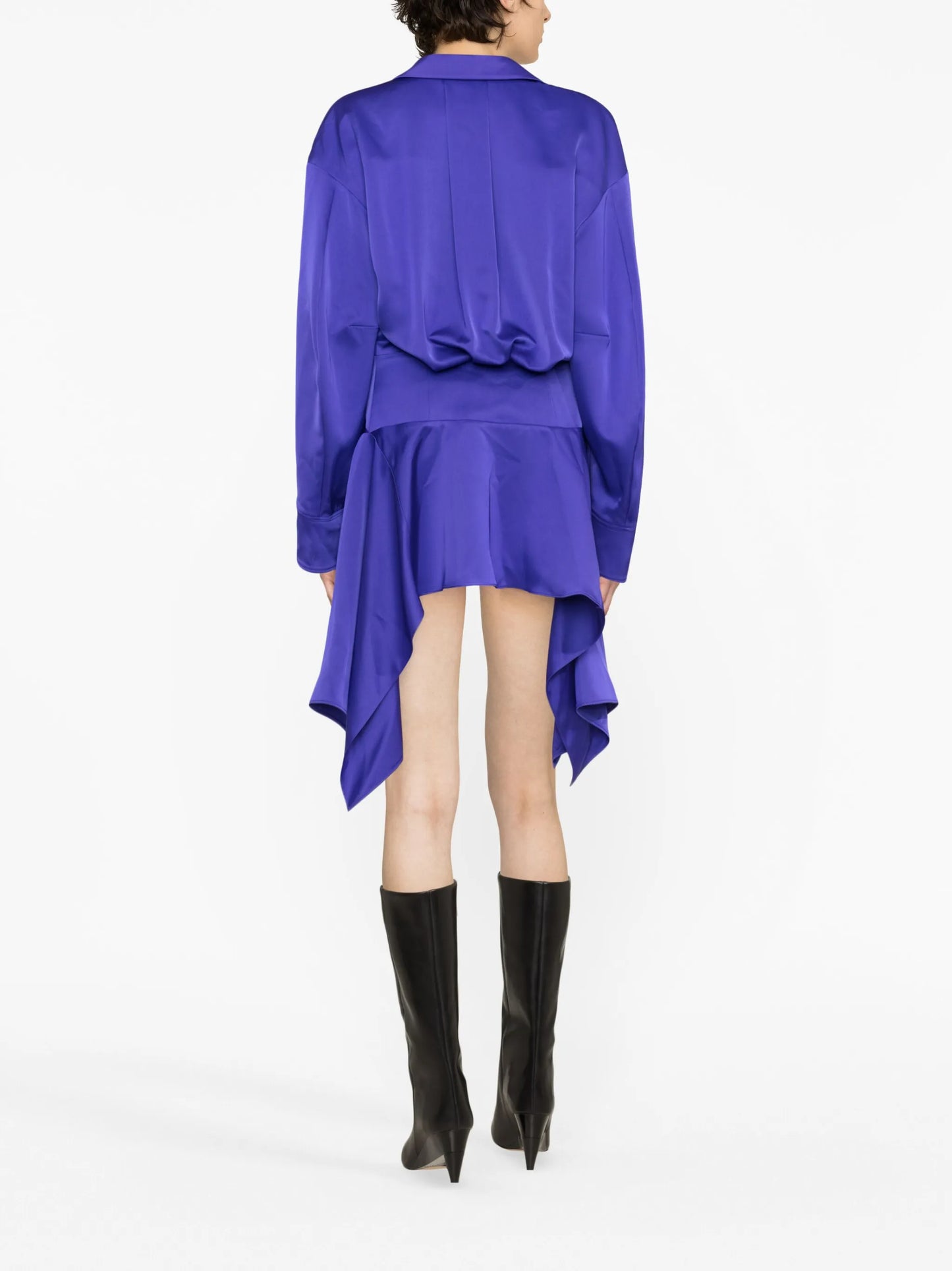asymmetric-hem shirt dress