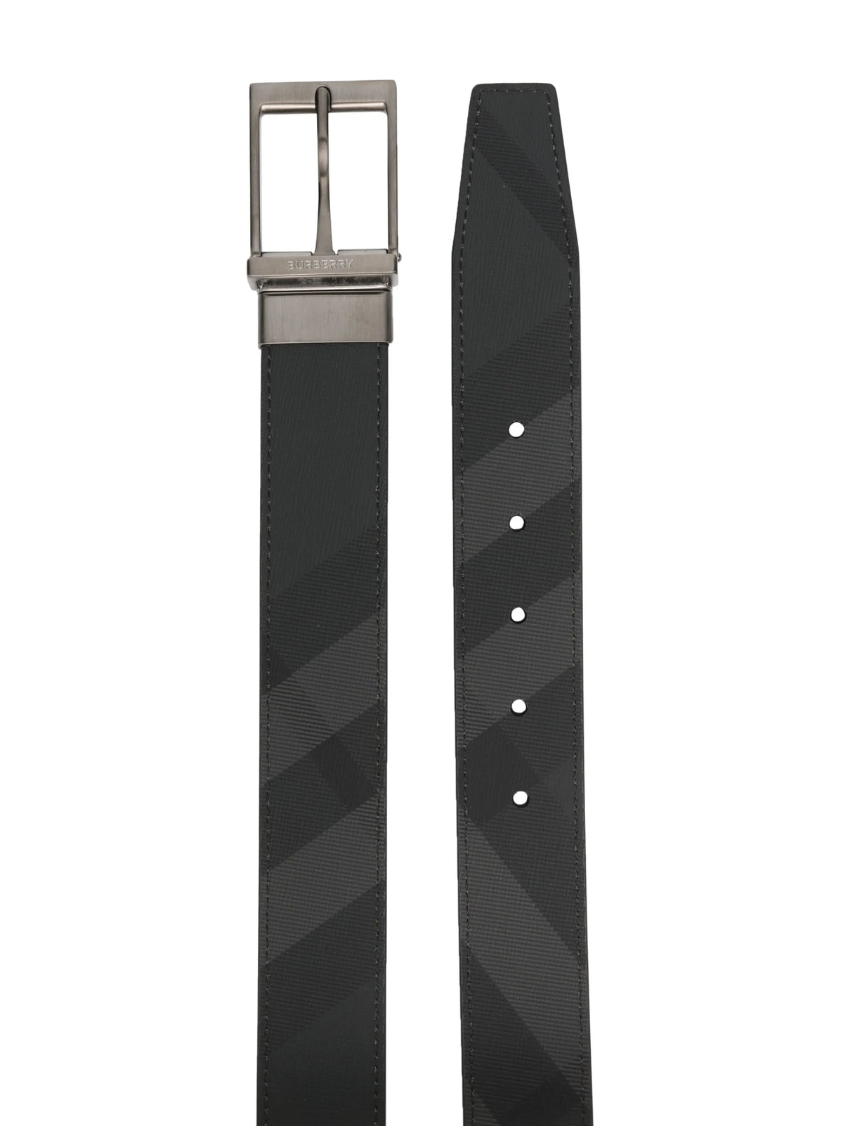 reversible check-print leather belt