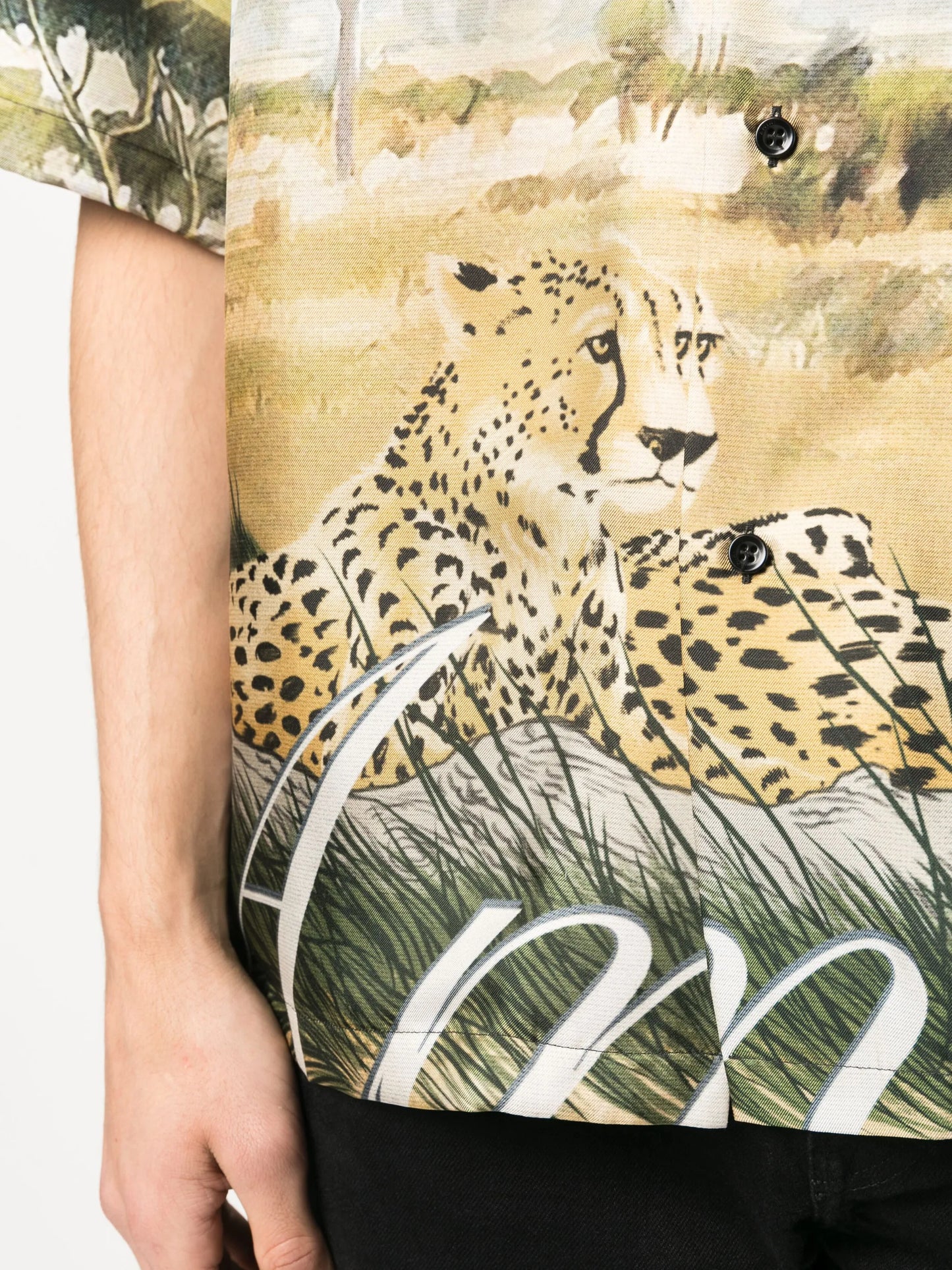 cheetah-print silk bowling shirt