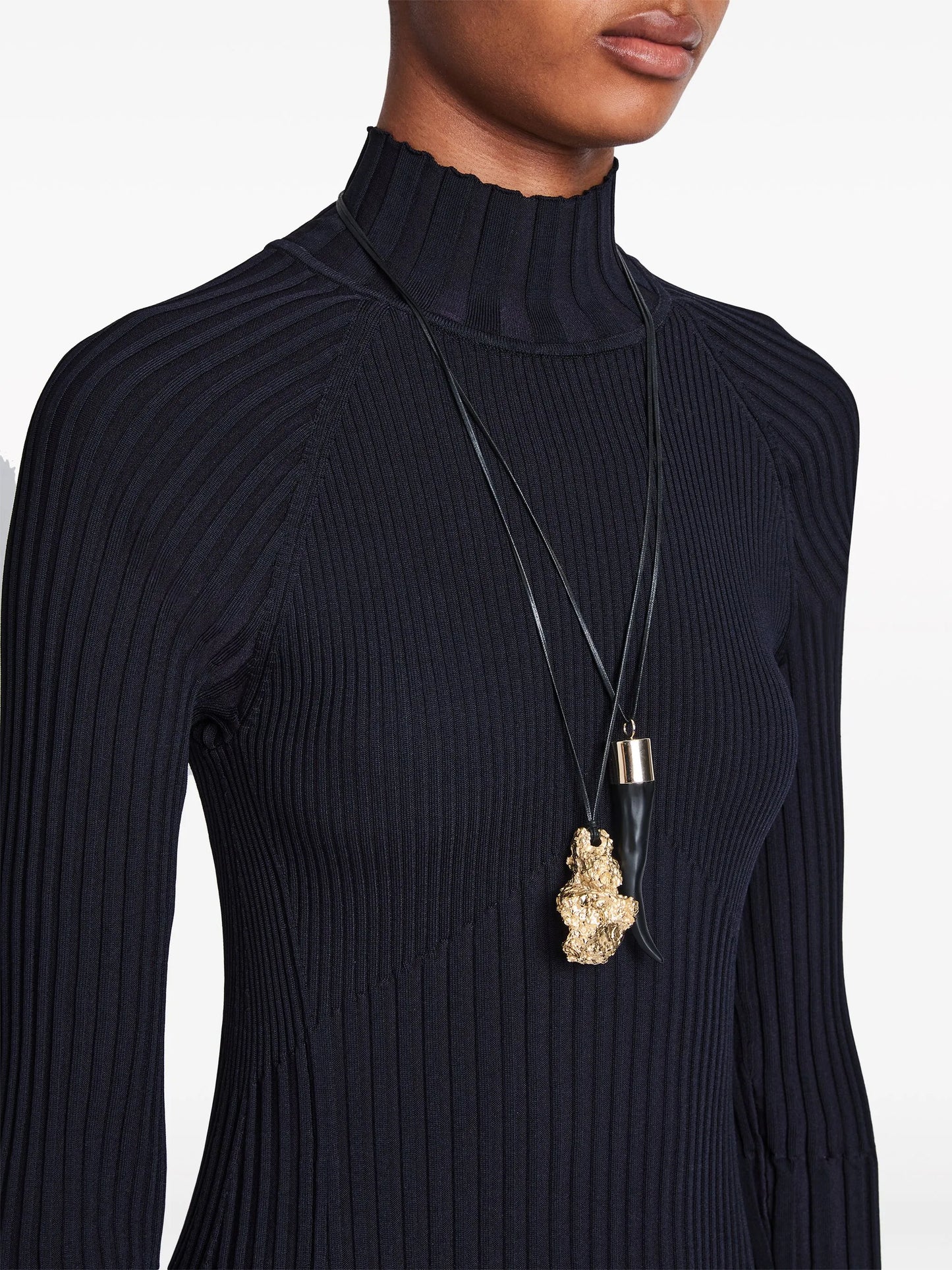 roll-neck ribbed midi dress