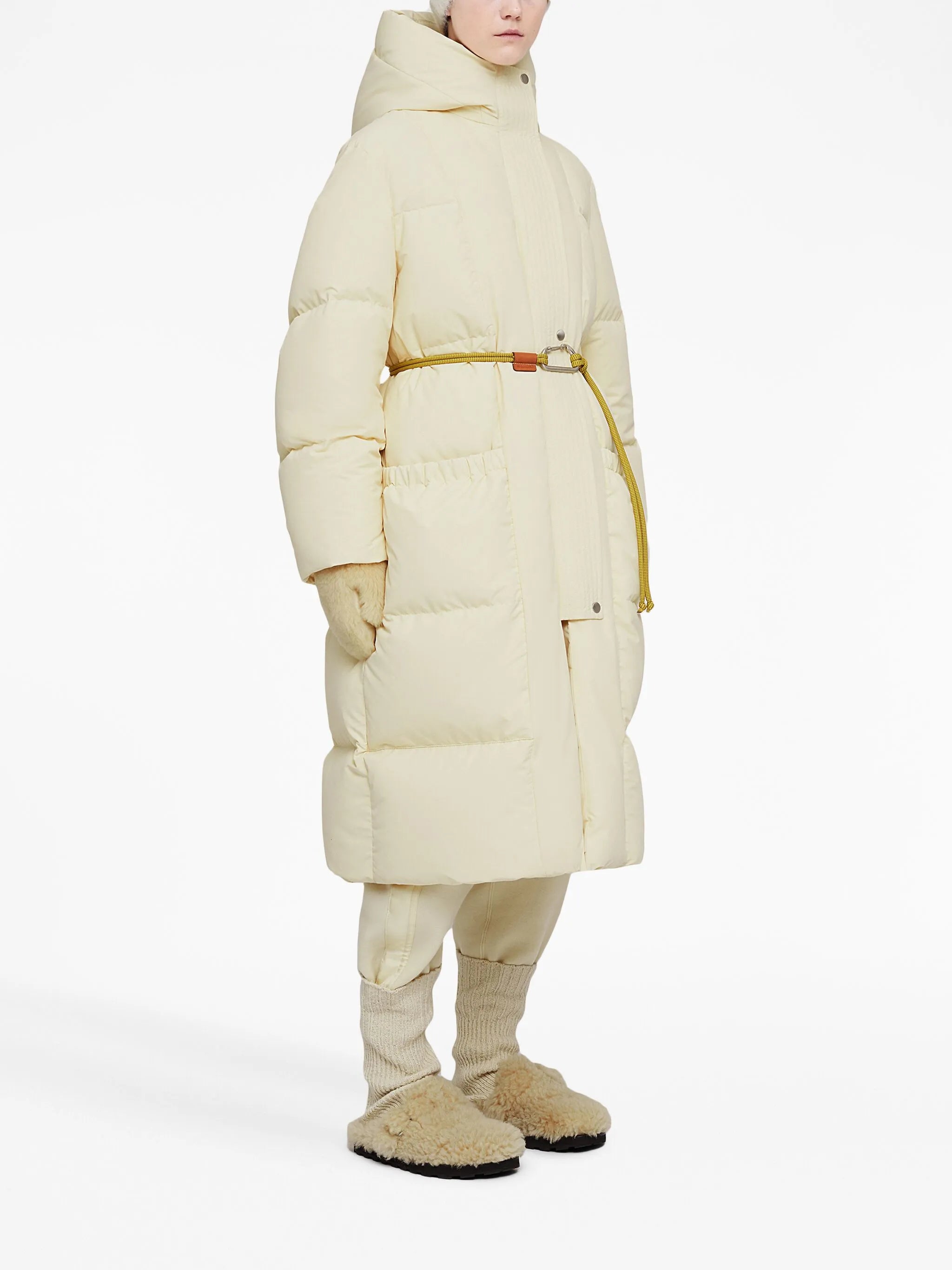 hooded quilted down coat