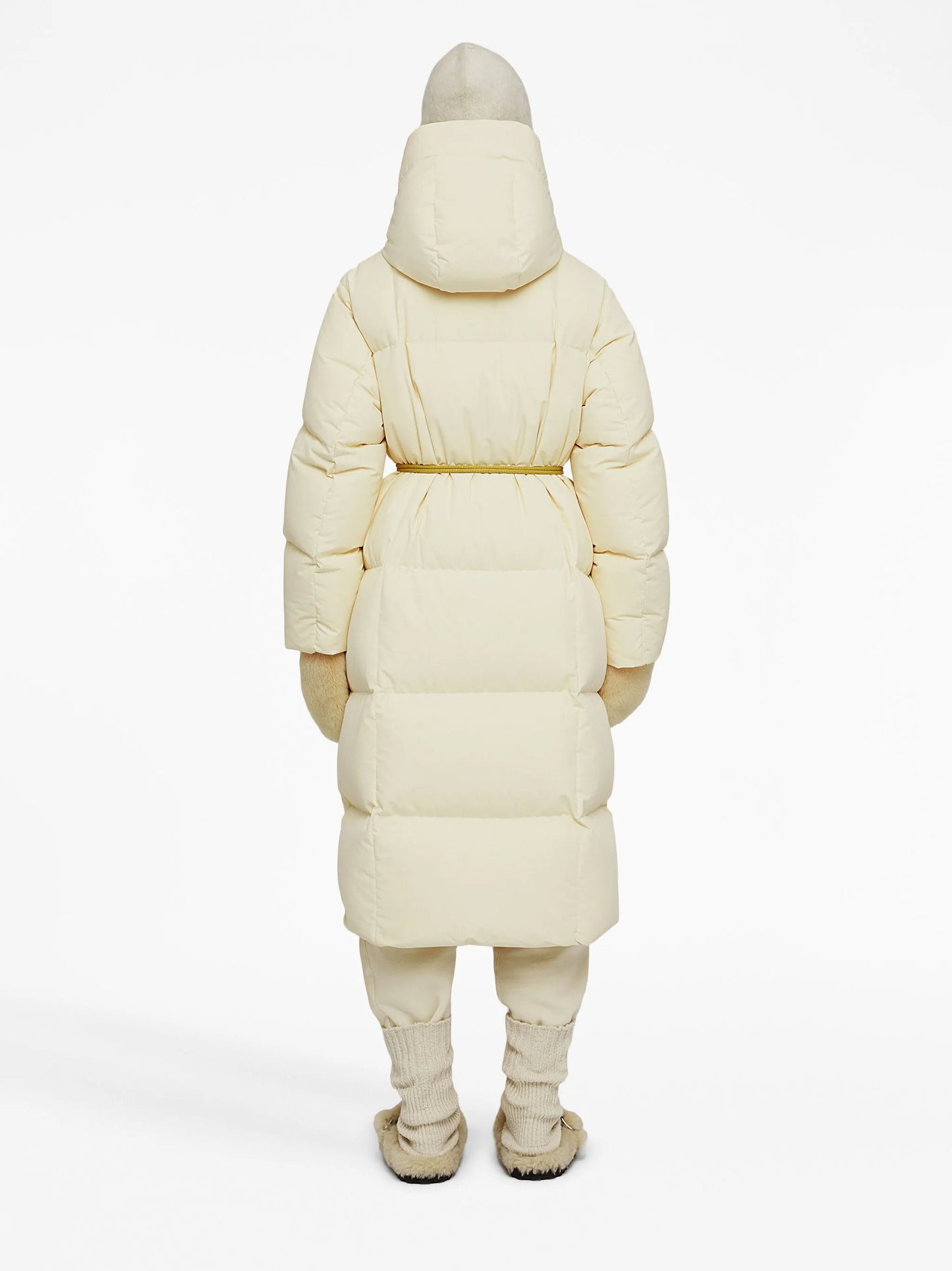 hooded quilted down coat