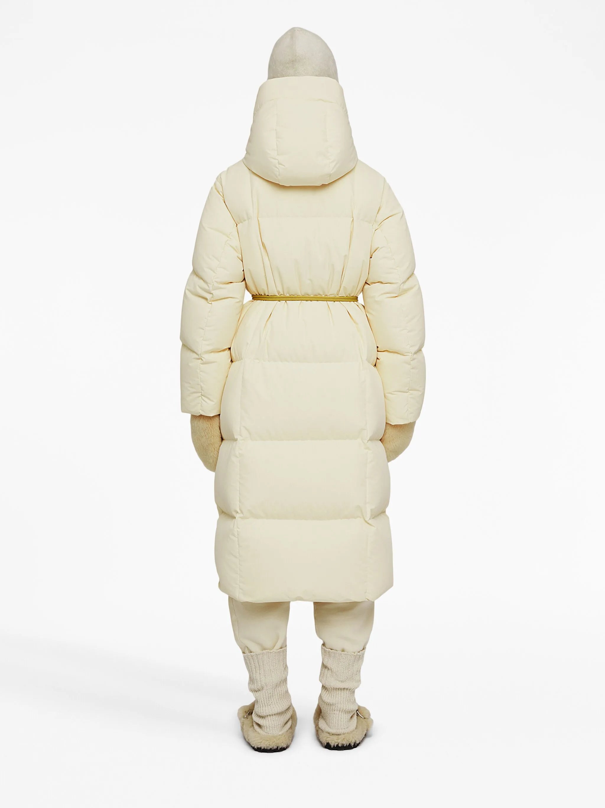 hooded quilted down coat