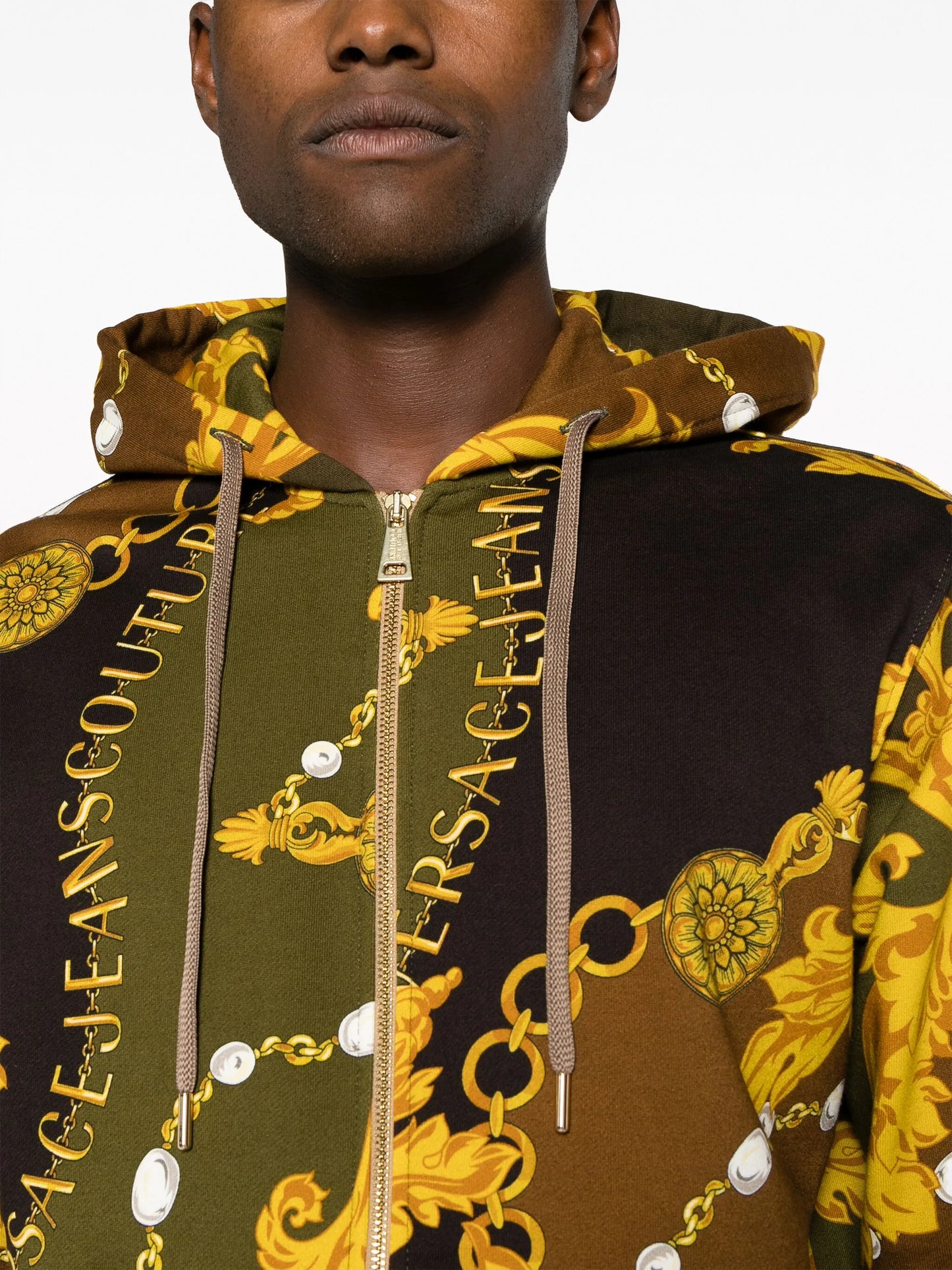 baroque-print hooded jacket