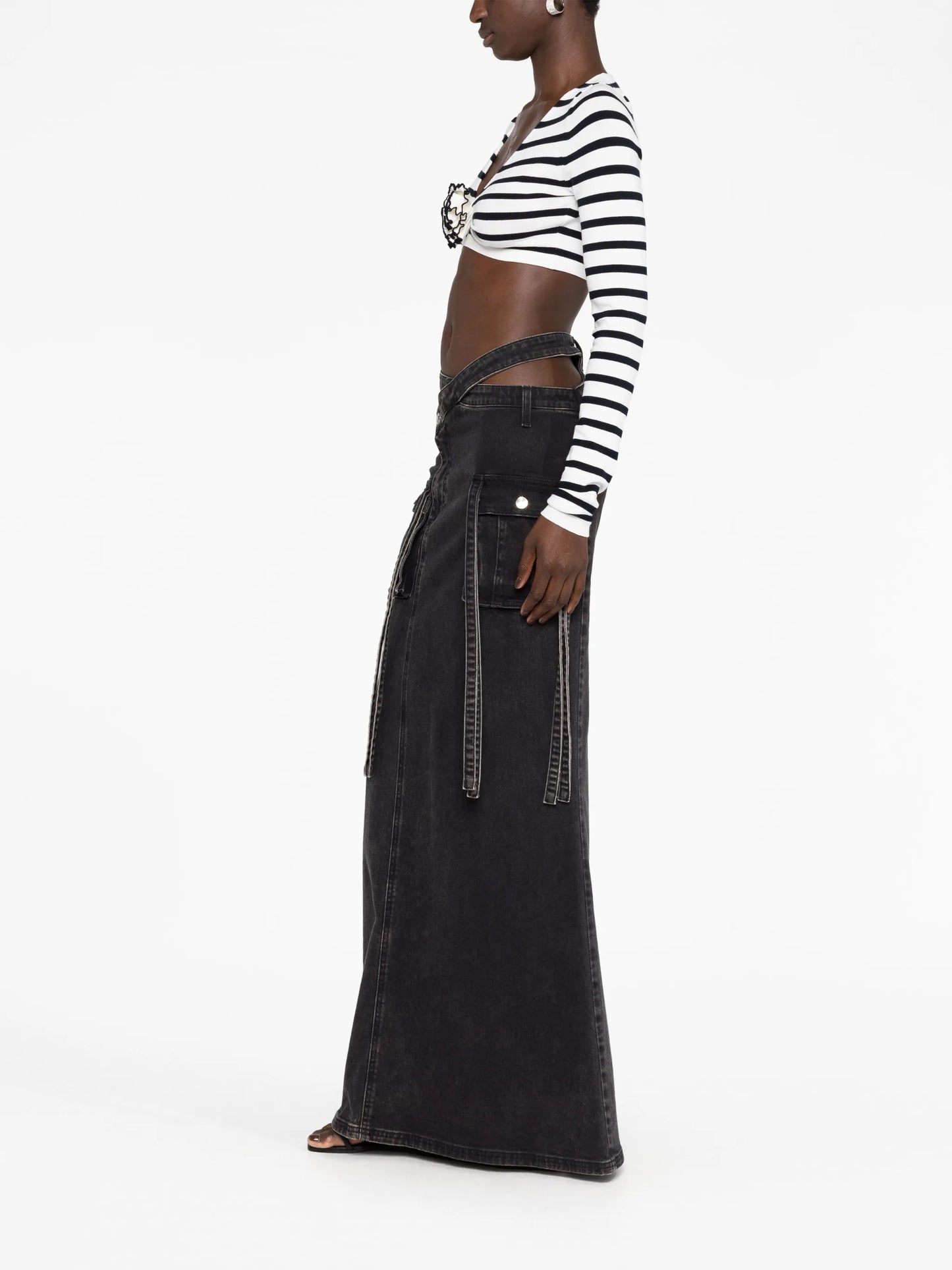 stripe-print cropped jumper